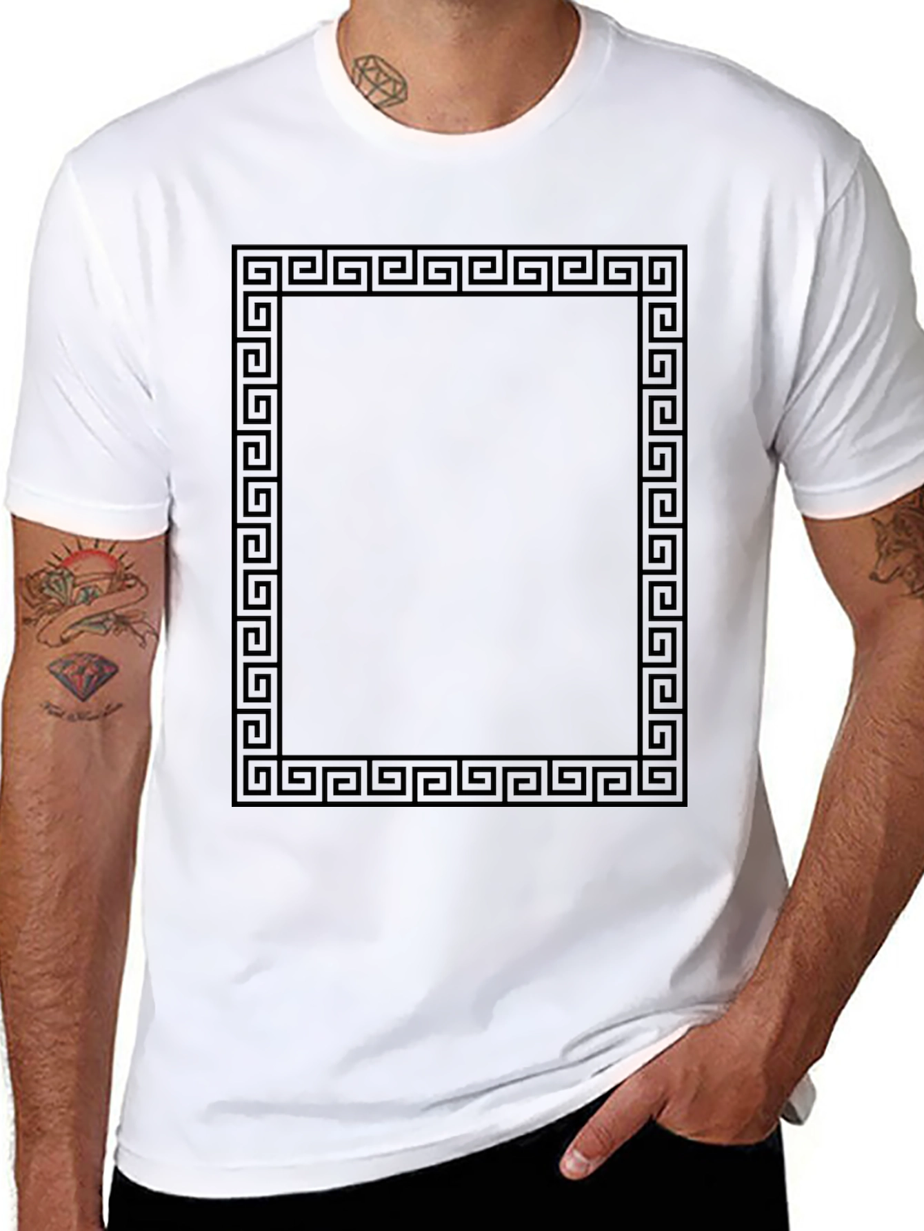 Geometric Border Black T-Shirt