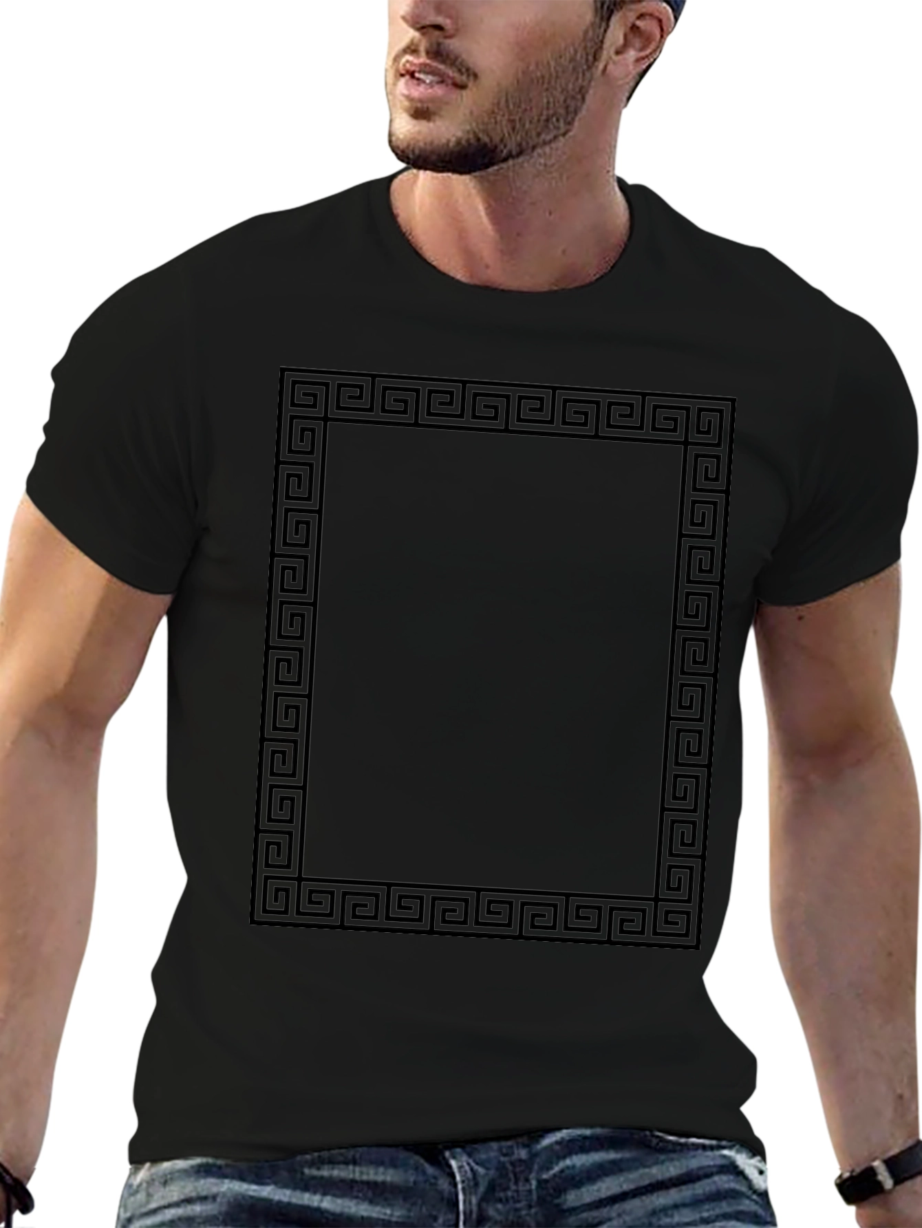 Geometric Border Black T-Shirt
