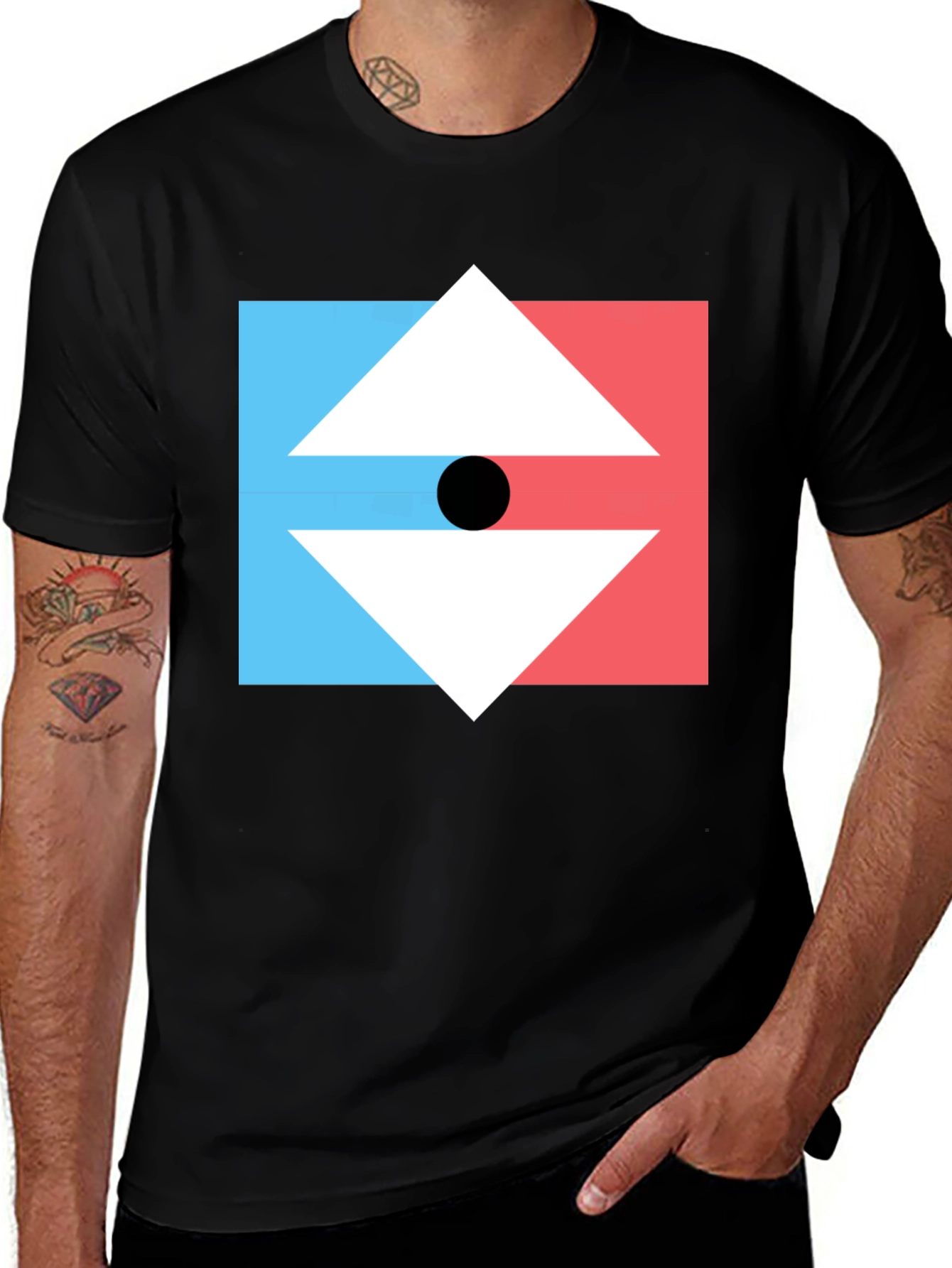 Geometric Arrow Graphic Tee - Mens Black T-Shirt