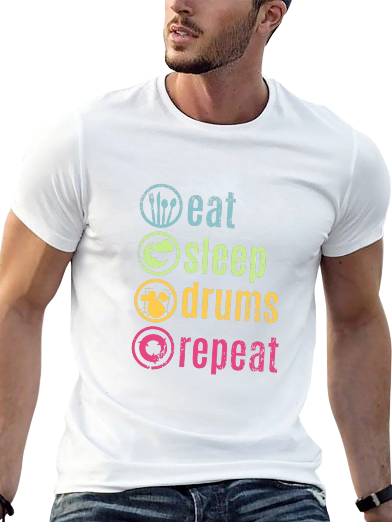 Eat Sleep Drums Repeat Graphic T-Shirt