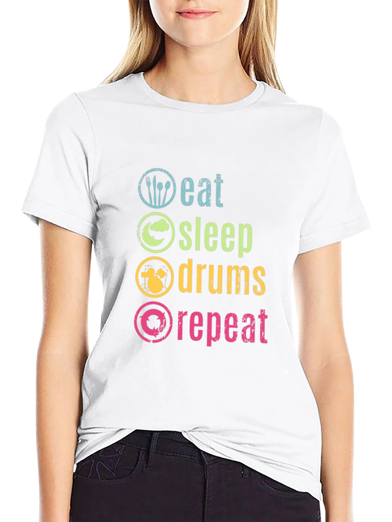 Eat Sleep Drums Repeat Graphic T-Shirt