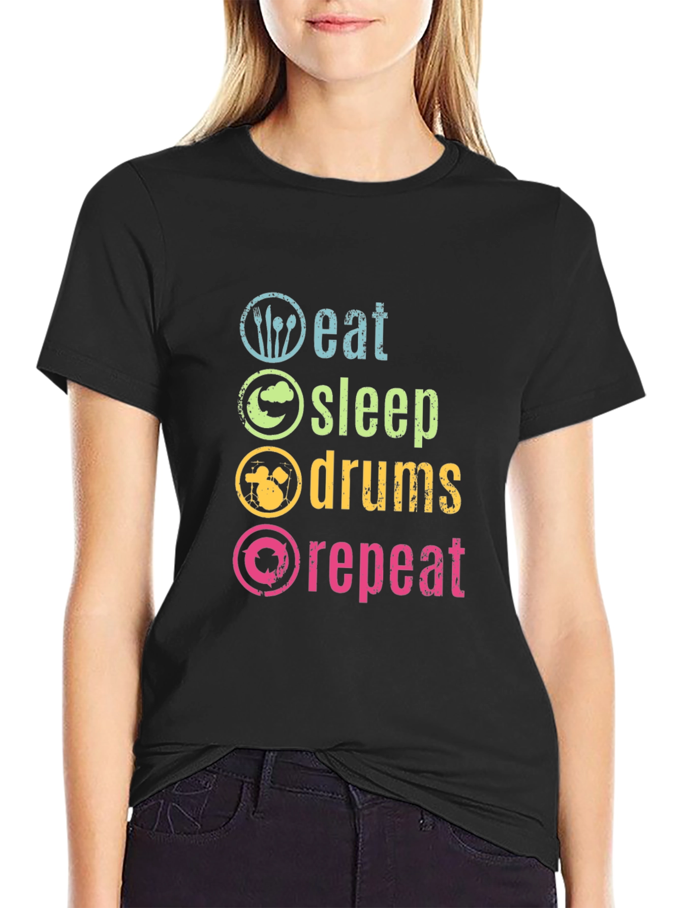 Eat Sleep Drums Repeat Graphic T-Shirt