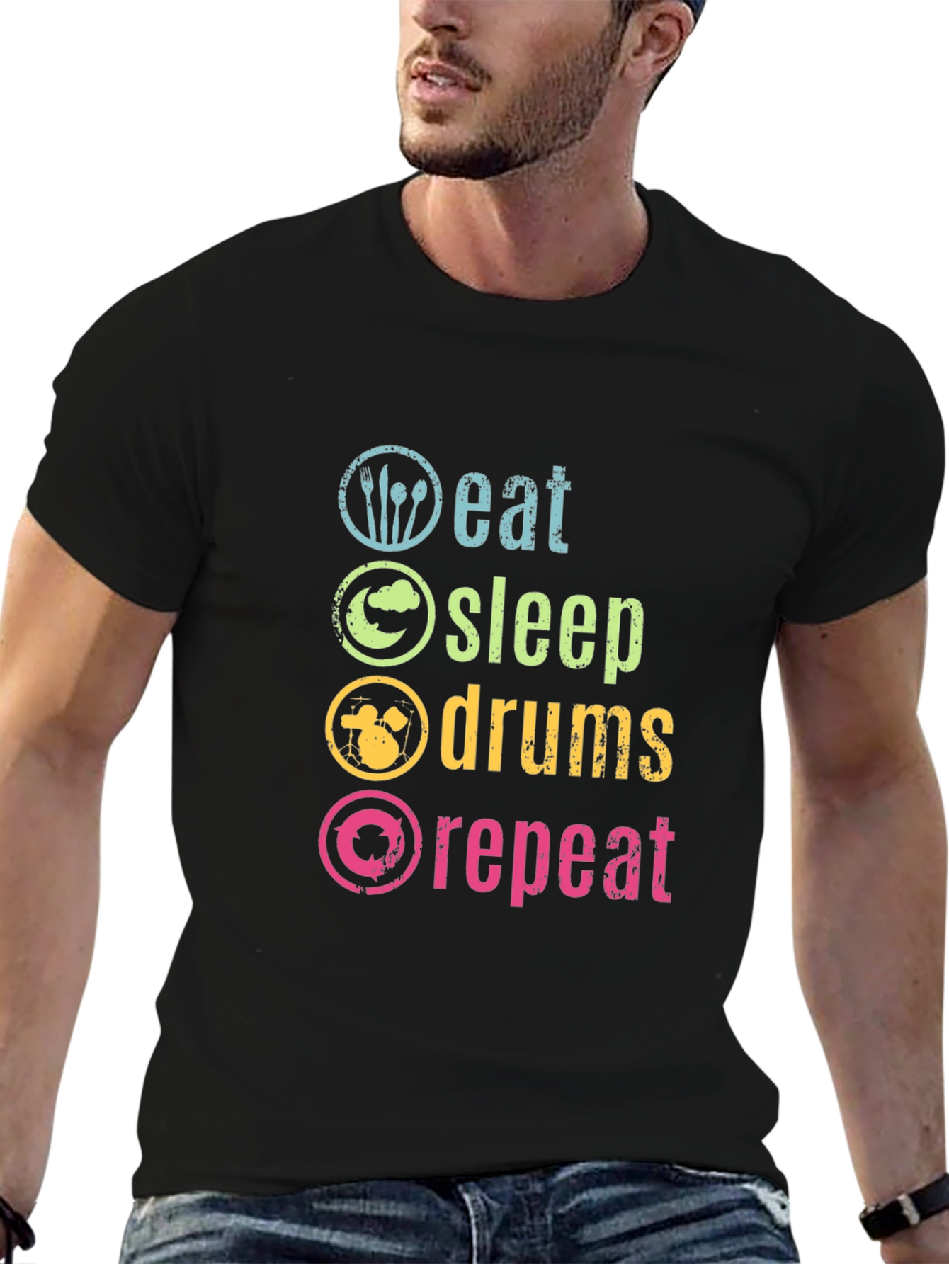 Eat Sleep Drums Repeat Graphic T-Shirt