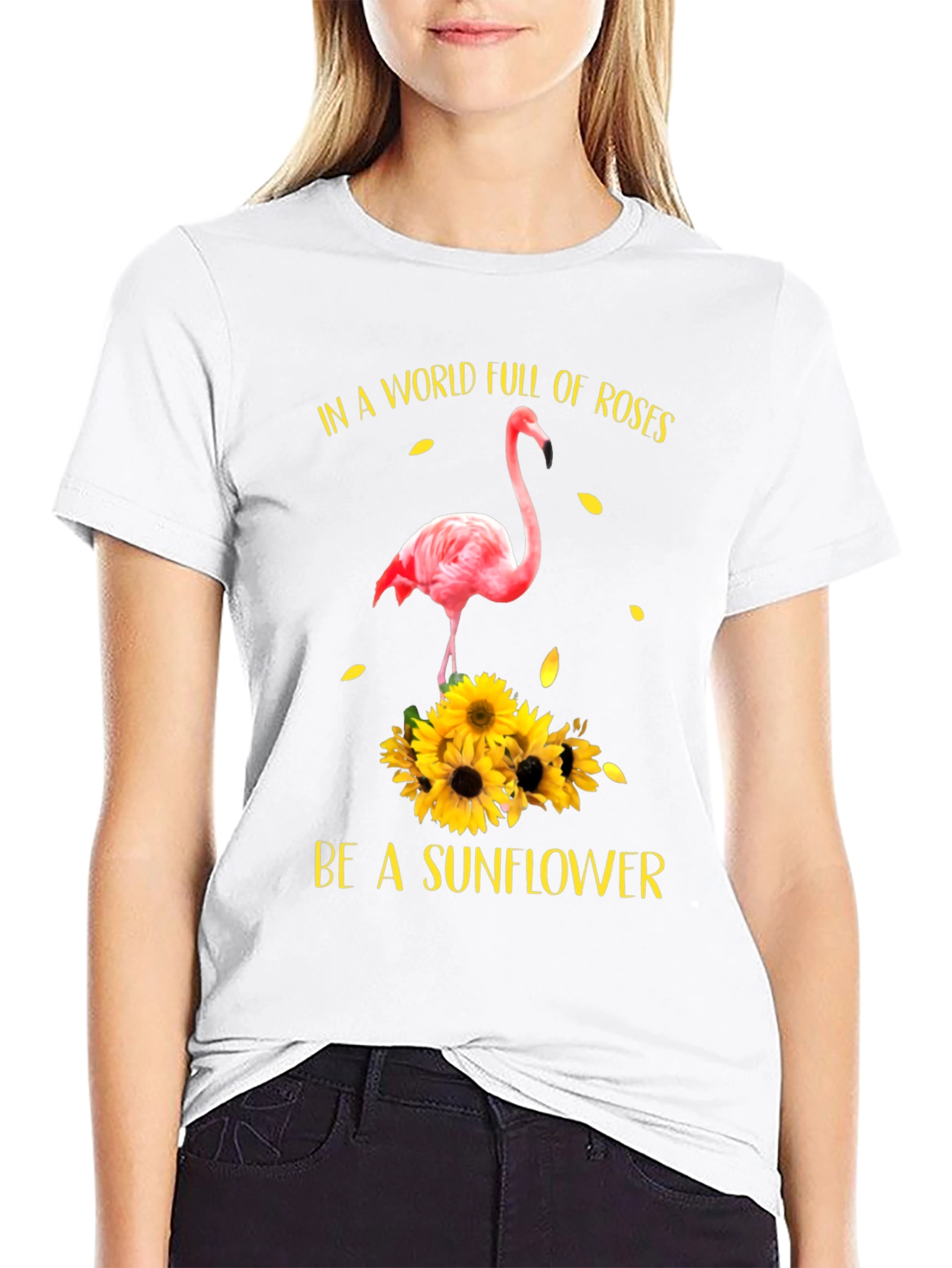 Flamingo Sunflower Graphic T-Shirt