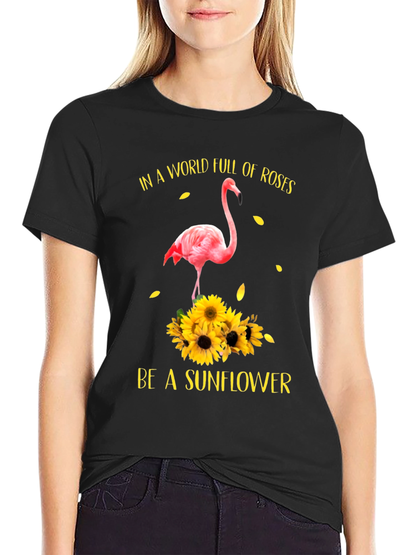 Flamingo Sunflower Graphic T-Shirt