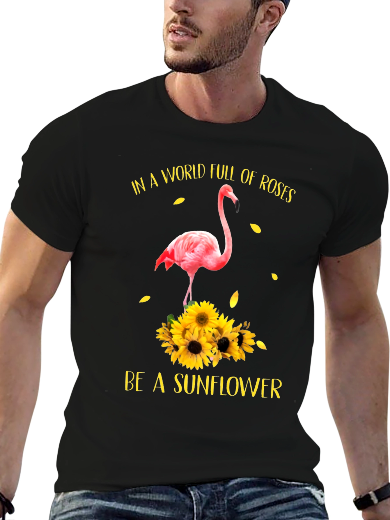 Flamingo Sunflower Graphic T-Shirt