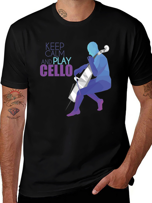 Keep Calm and Play Cello Graphic T-Shirt