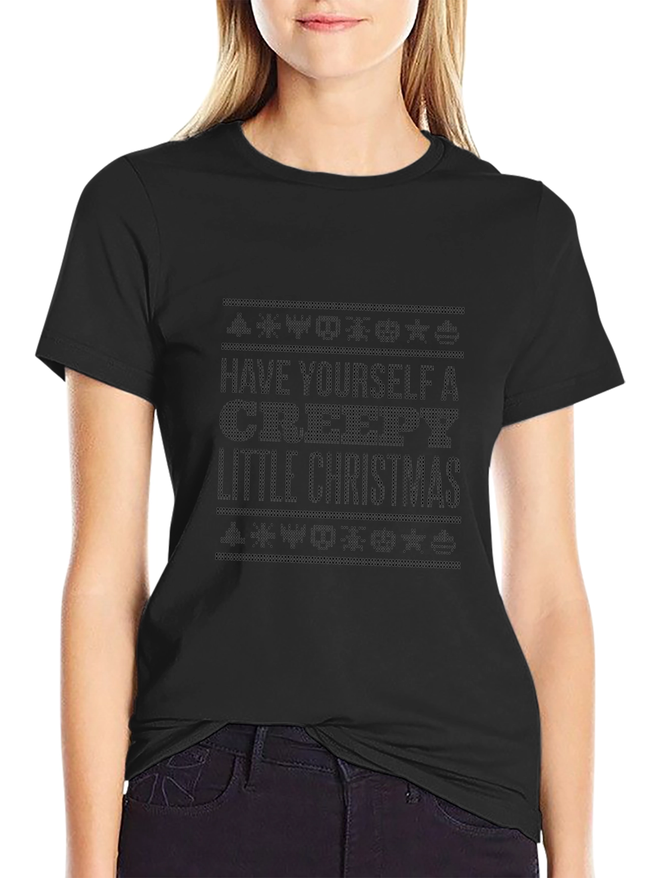 Creepy Christmas Graphic Tee - Soft Black Cotton Shirt