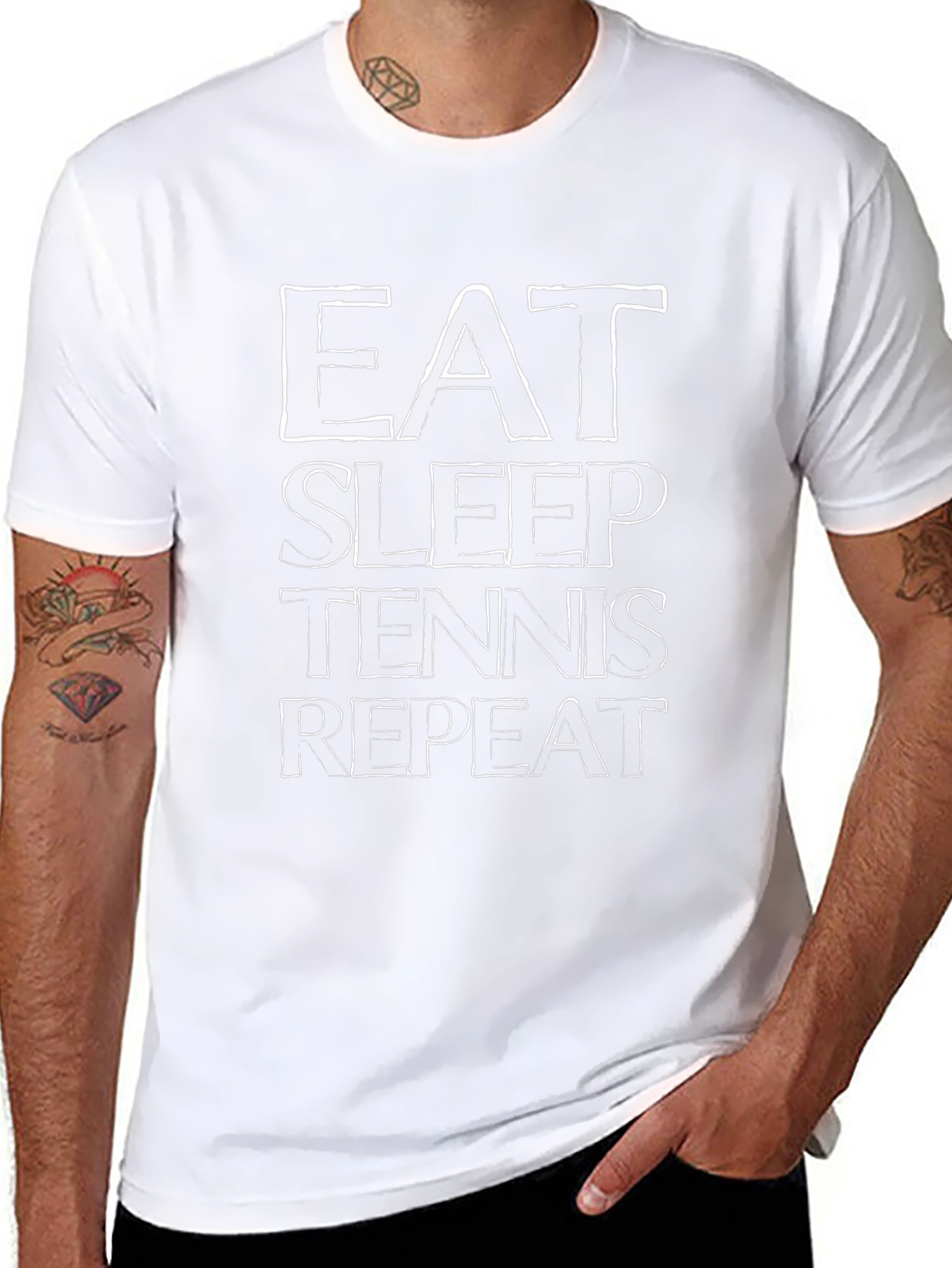 Eat Sleep Tennis Repeat Black Graphic T-Shirt