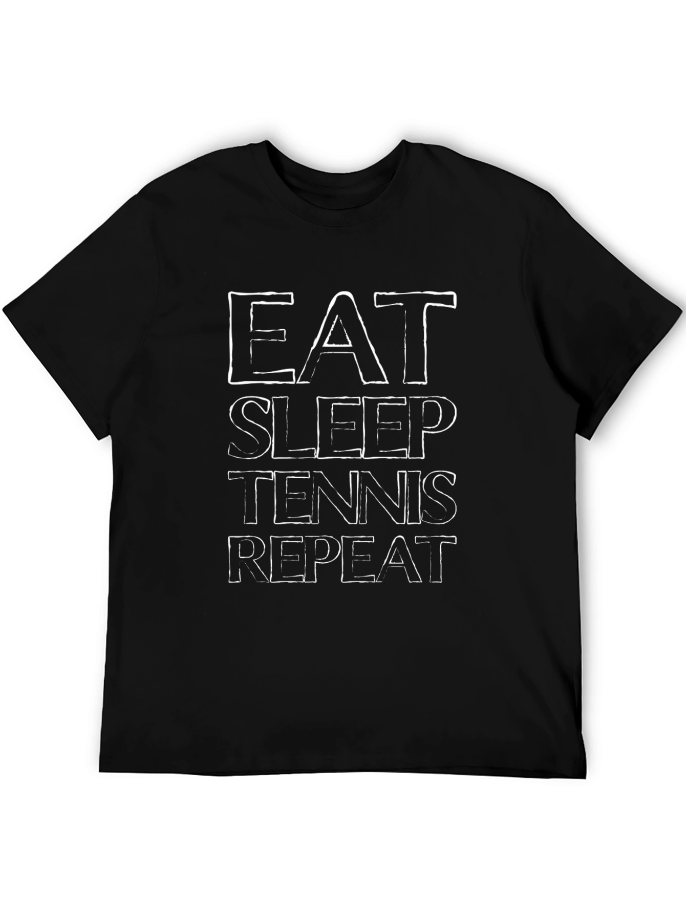 Eat Sleep Tennis Repeat Black Graphic T-Shirt