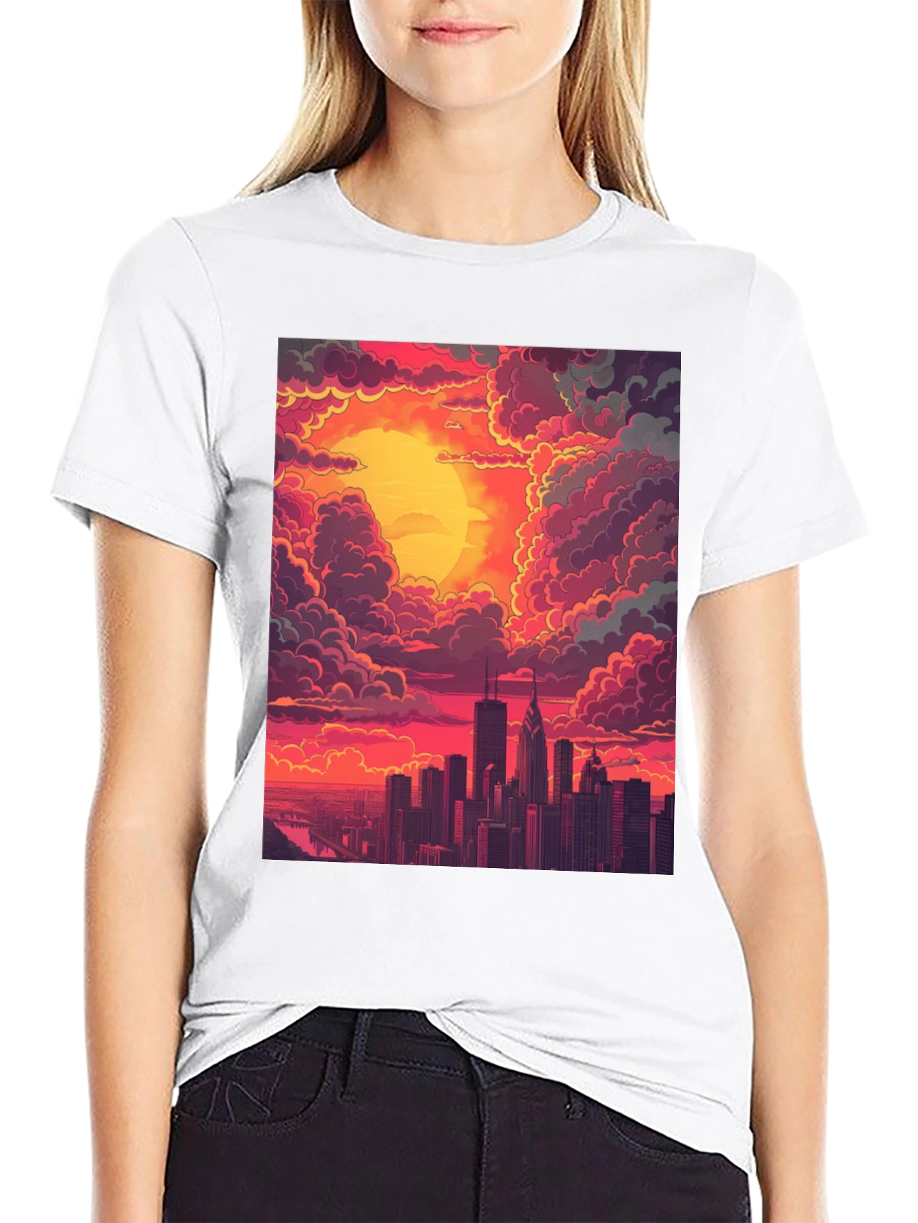 Cityscape Sunset Graphic Tee