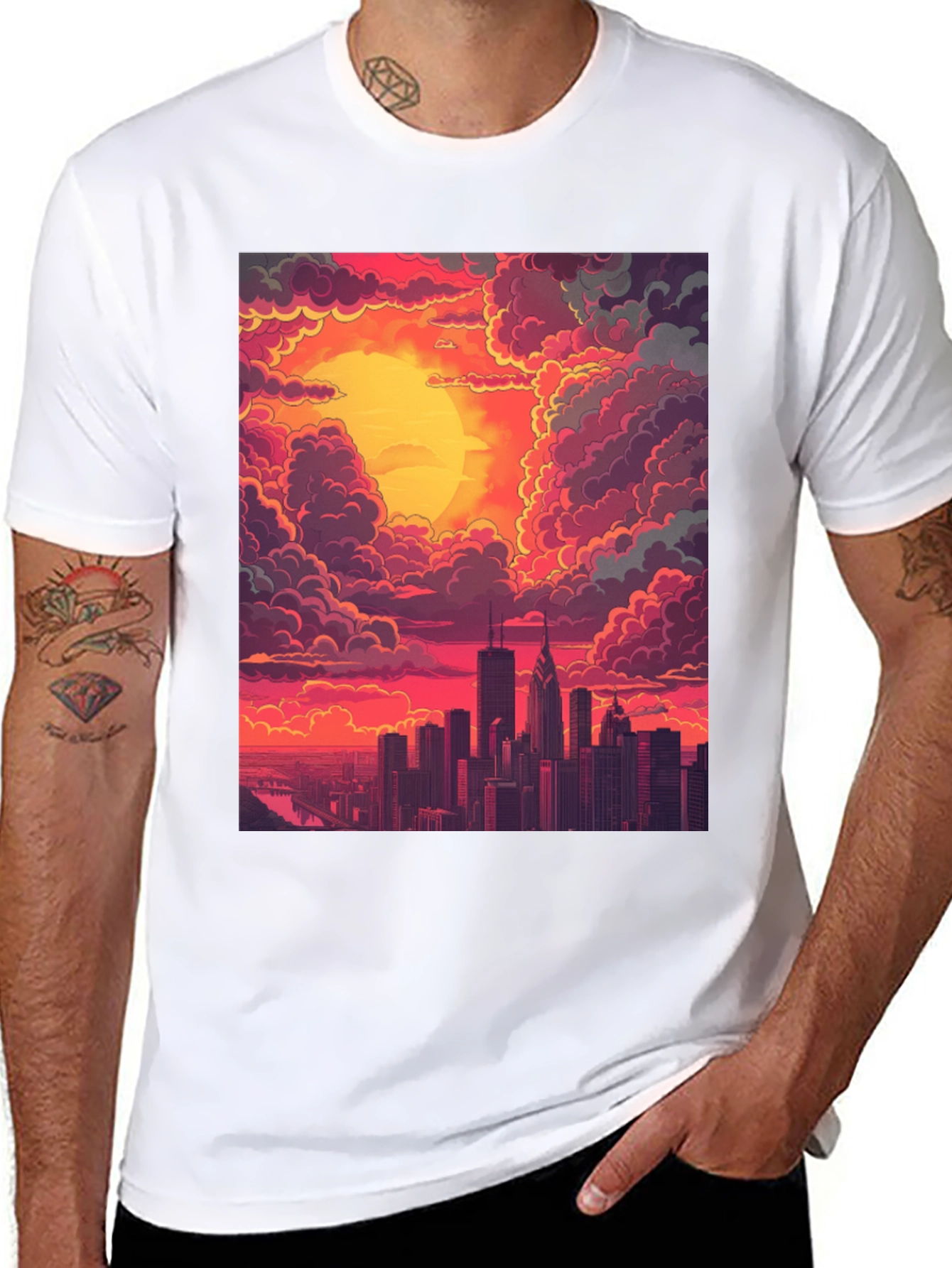 Cityscape Sunset Graphic Tee