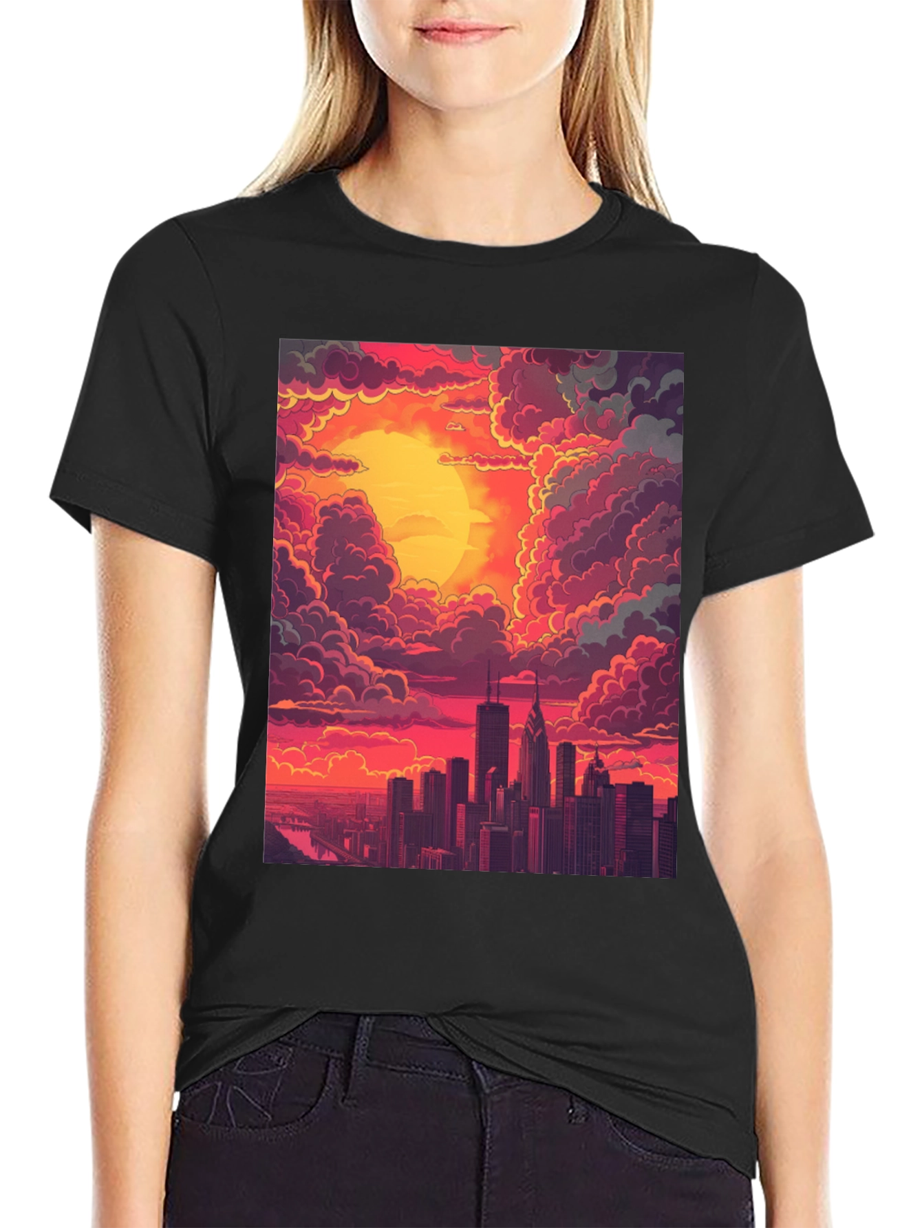 Cityscape Sunset Graphic Tee