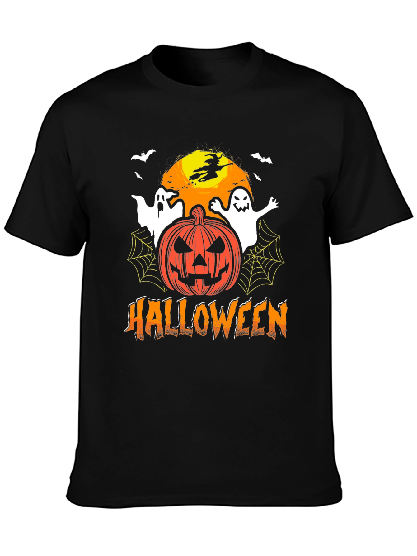 Halloween Theme T-Shirt with Ghosts & Pumpkin