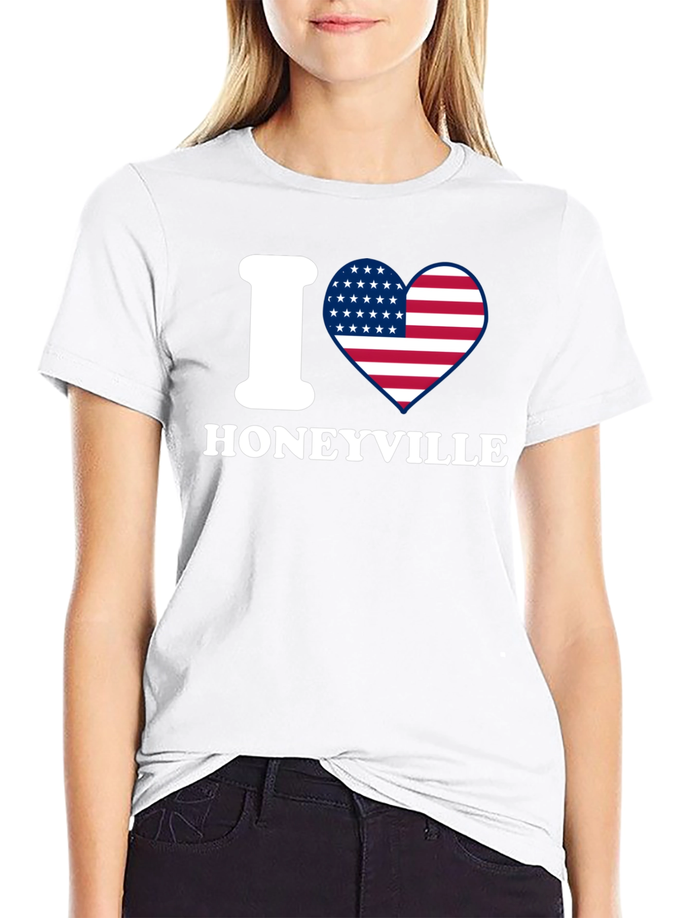 I Heart Honeyville USA Flag Graphic T-Shirt