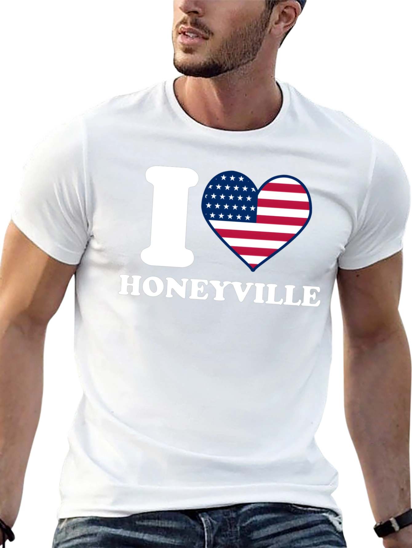 I Heart Honeyville USA Flag Graphic T-Shirt