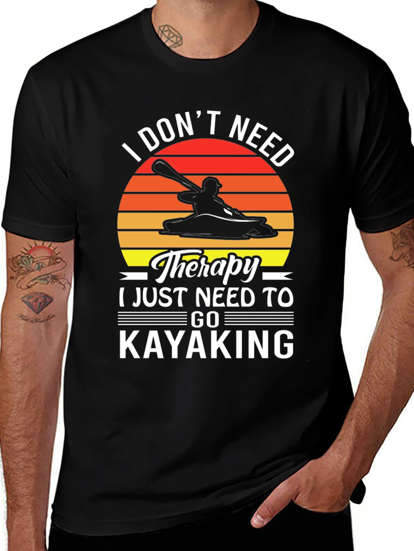 Kayaking Therapy T-Shirt - Mens Black Graphic Tee
