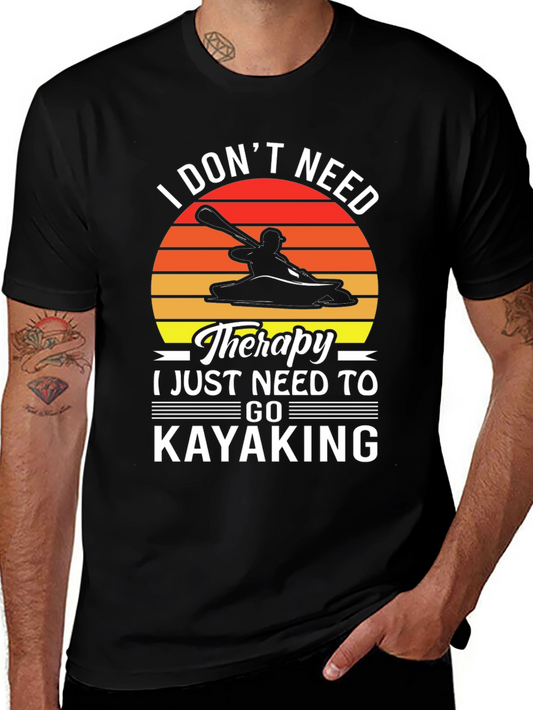 Kayaking Therapy T-Shirt - Mens Black Graphic Tee