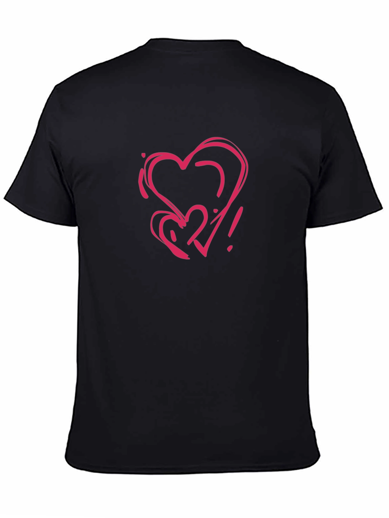 Heart Scribble Graphic Black T-Shirt
