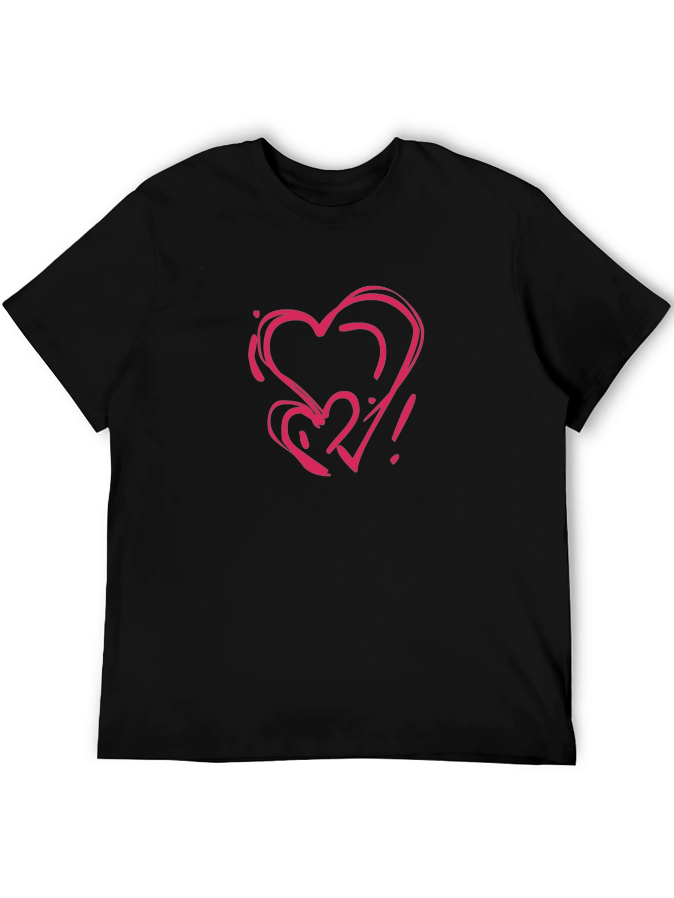 Heart Scribble Graphic Black T-Shirt
