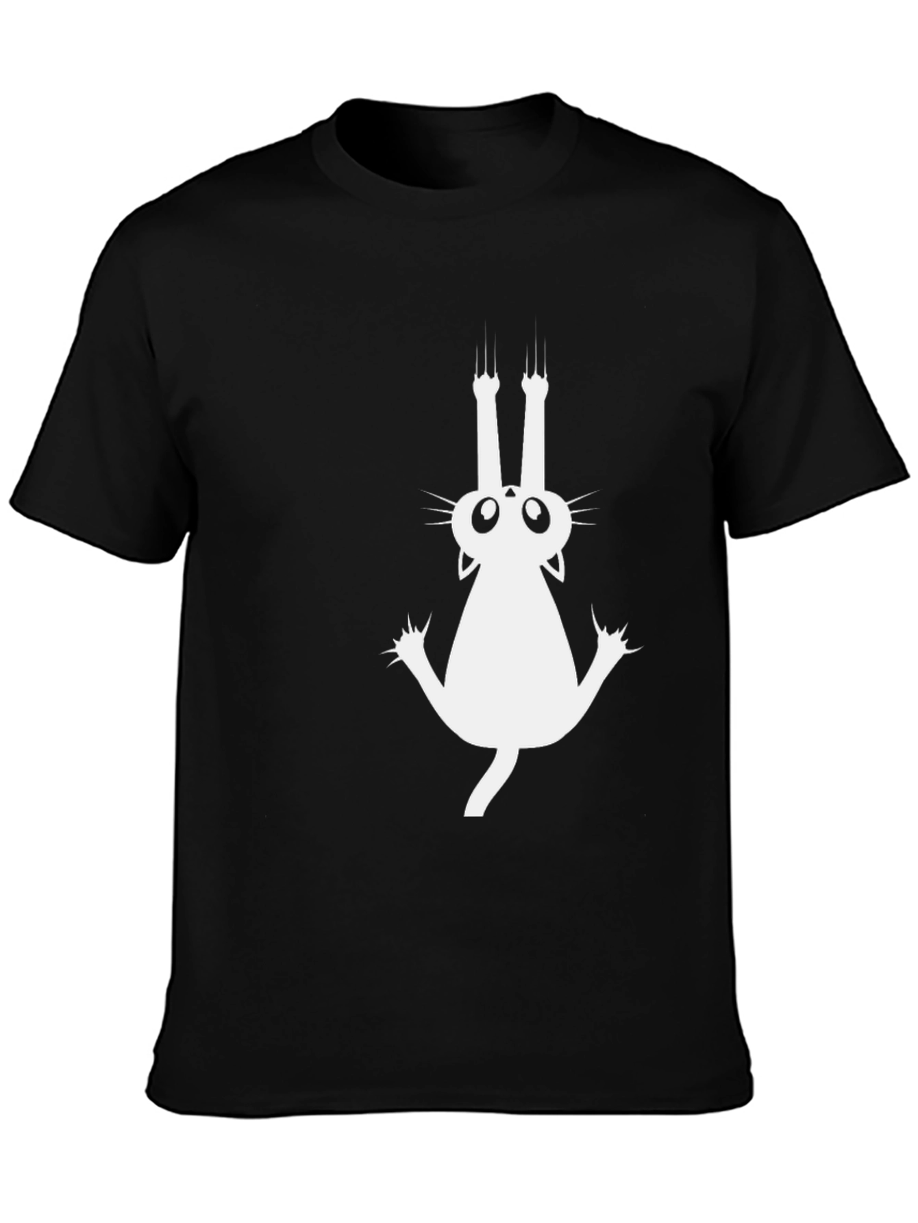 Climbing Cat Graphic Tee - Black Cotton Comfort