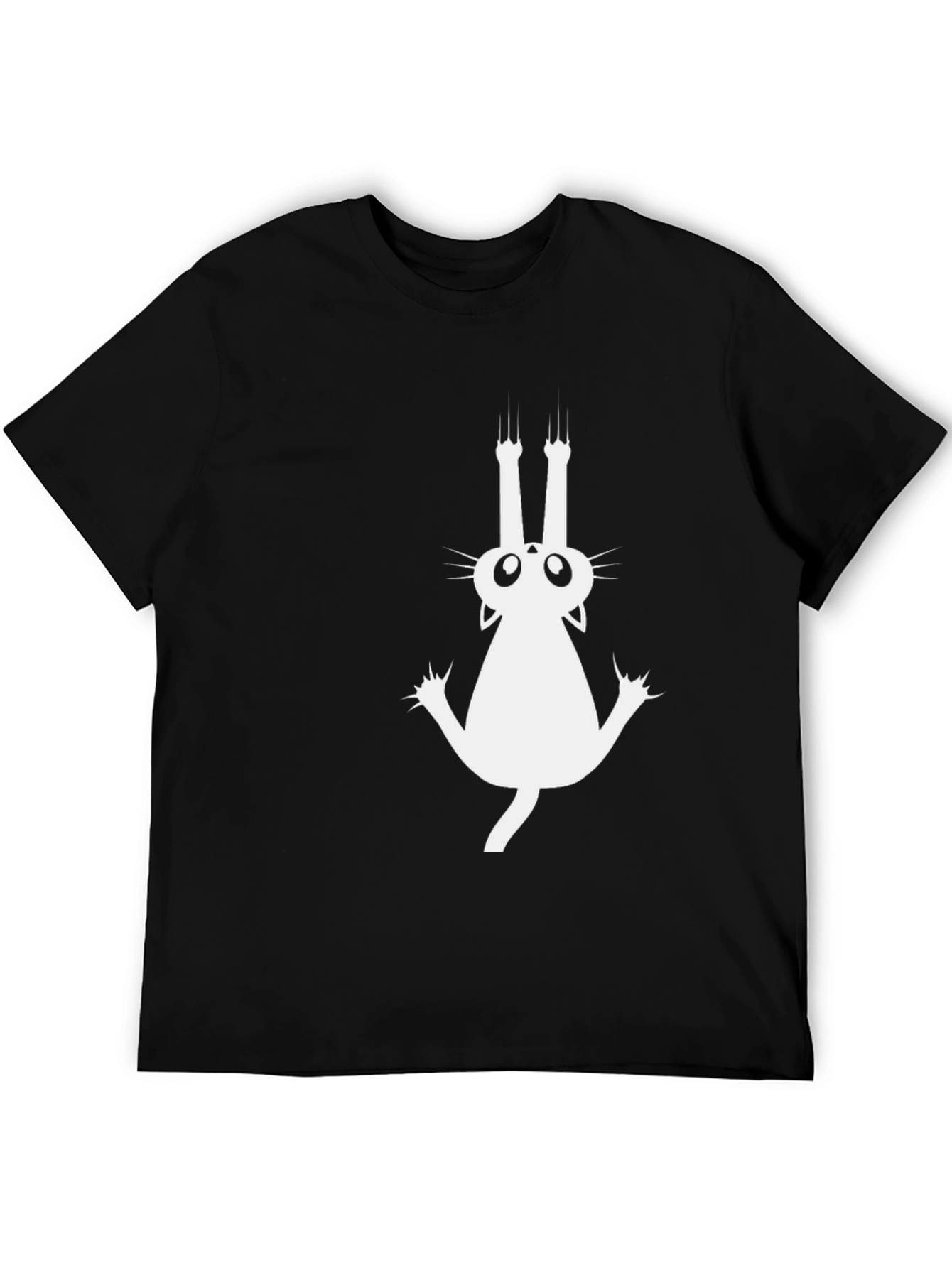 Climbing Cat Graphic Tee - Black Cotton Comfort