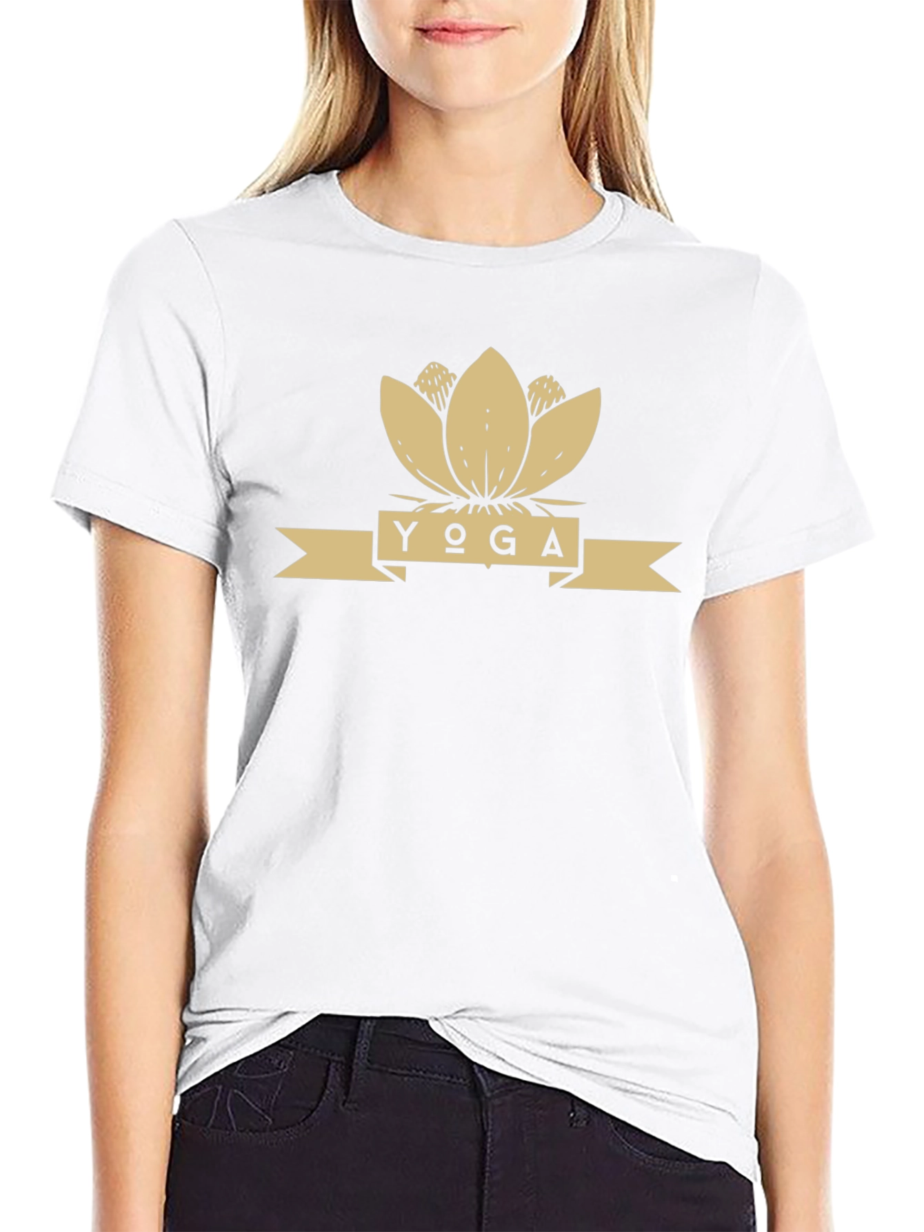 Yoga Lotus Flower Graphic Tee - Black
