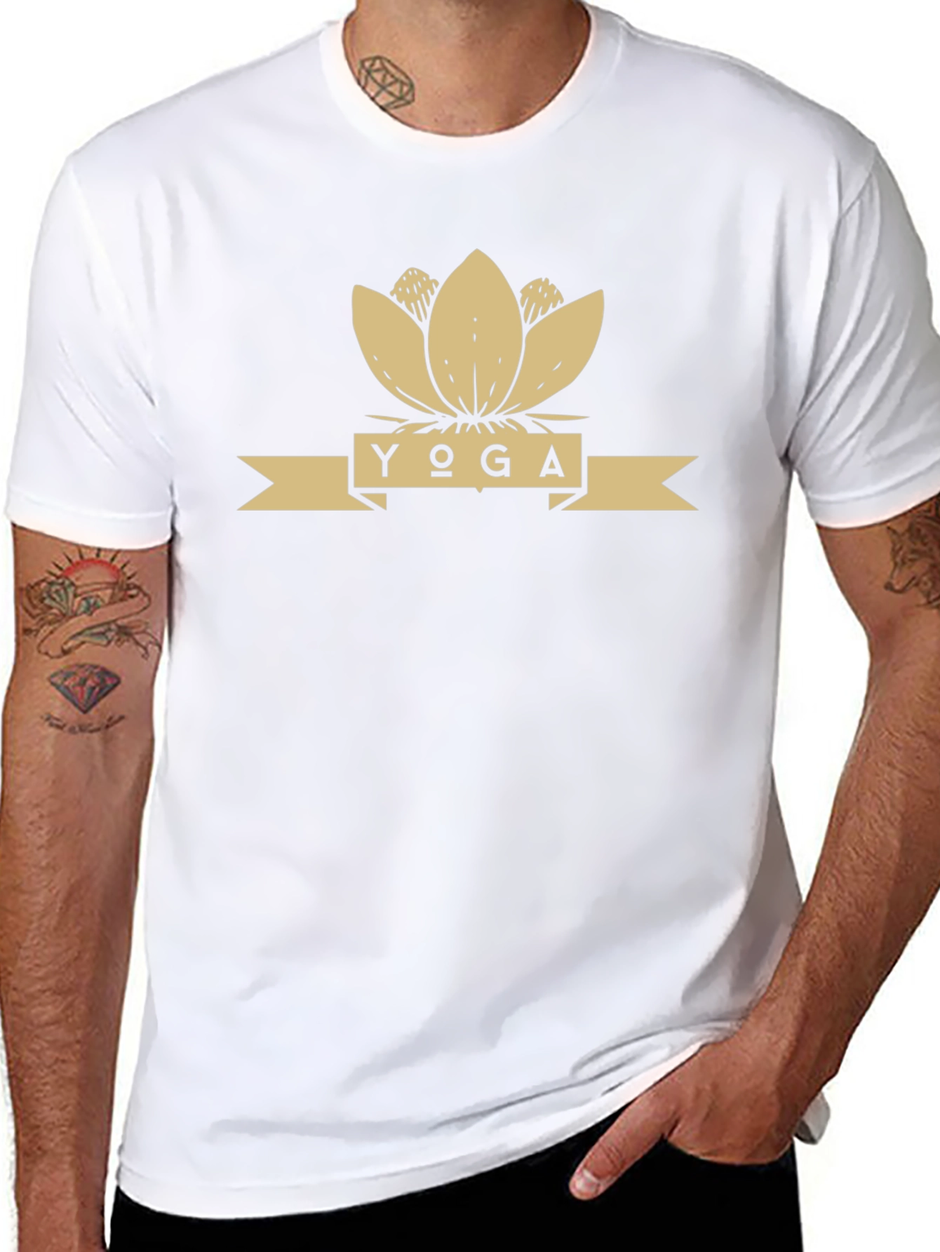 Yoga Lotus Flower Graphic Tee - Black