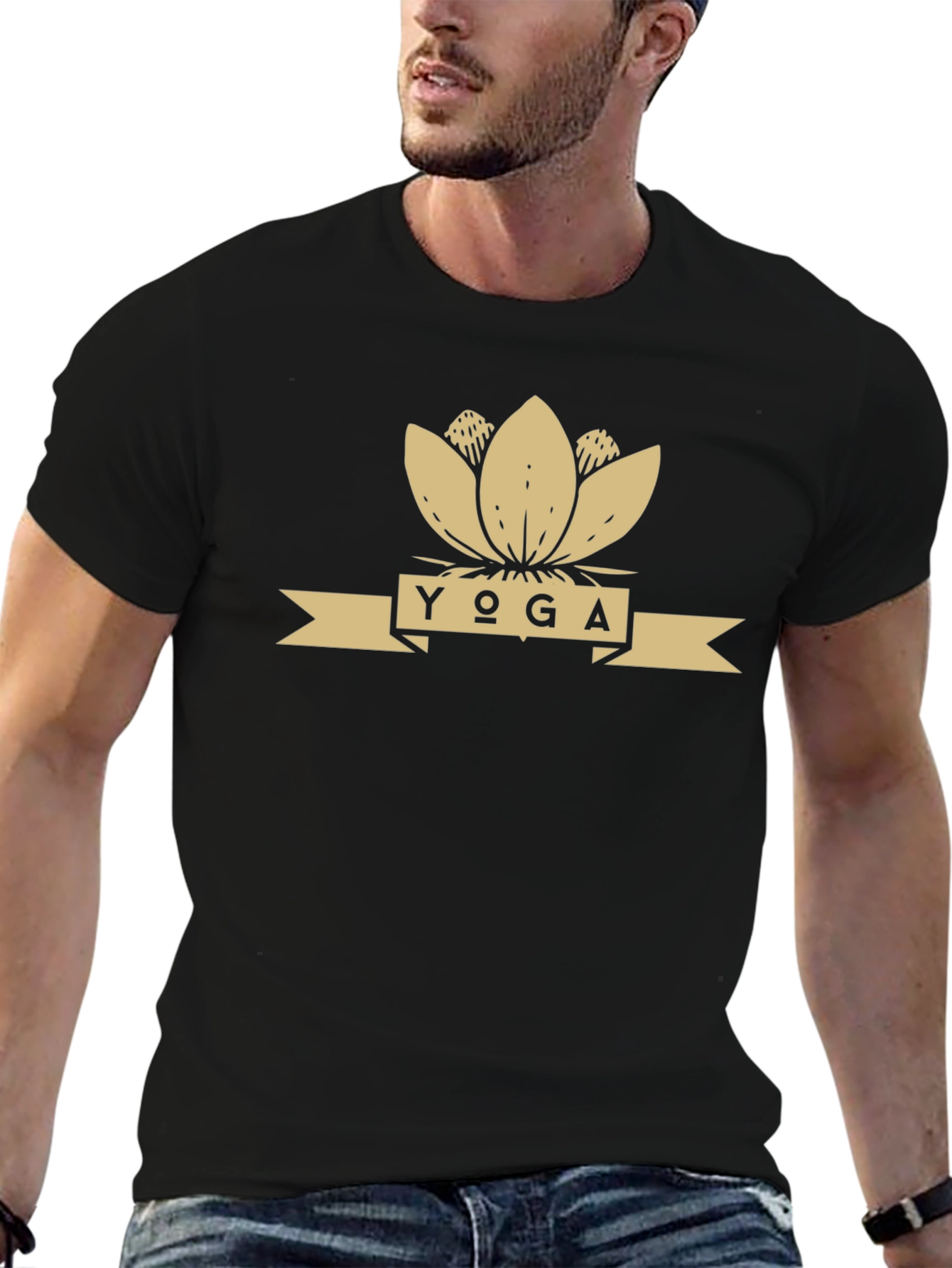 Yoga Lotus Flower Graphic Tee - Black