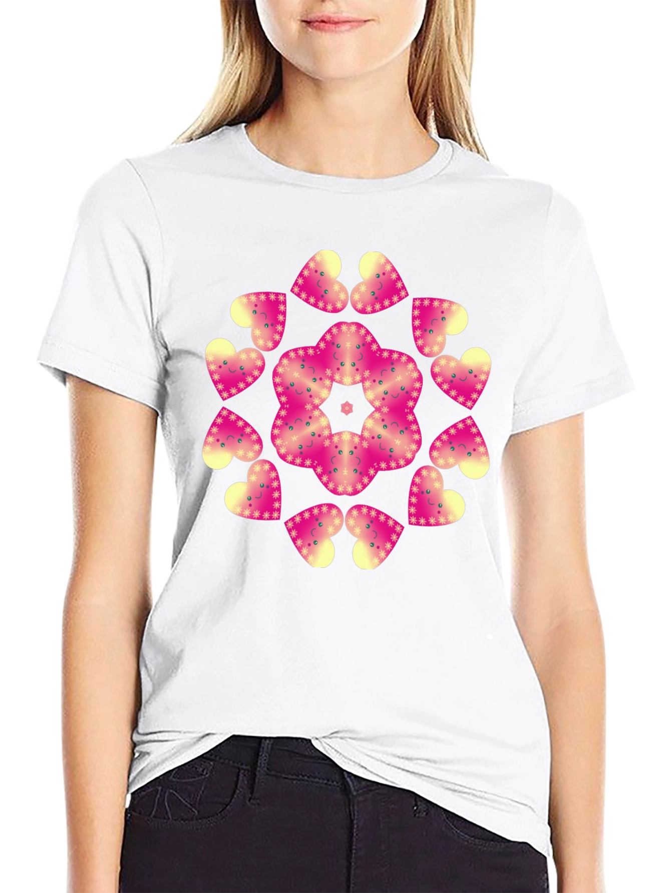Heart Mandala Graphic Black T-Shirt