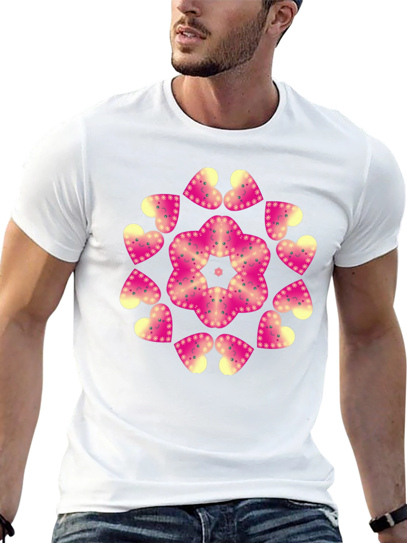 Heart Mandala Graphic Black T-Shirt