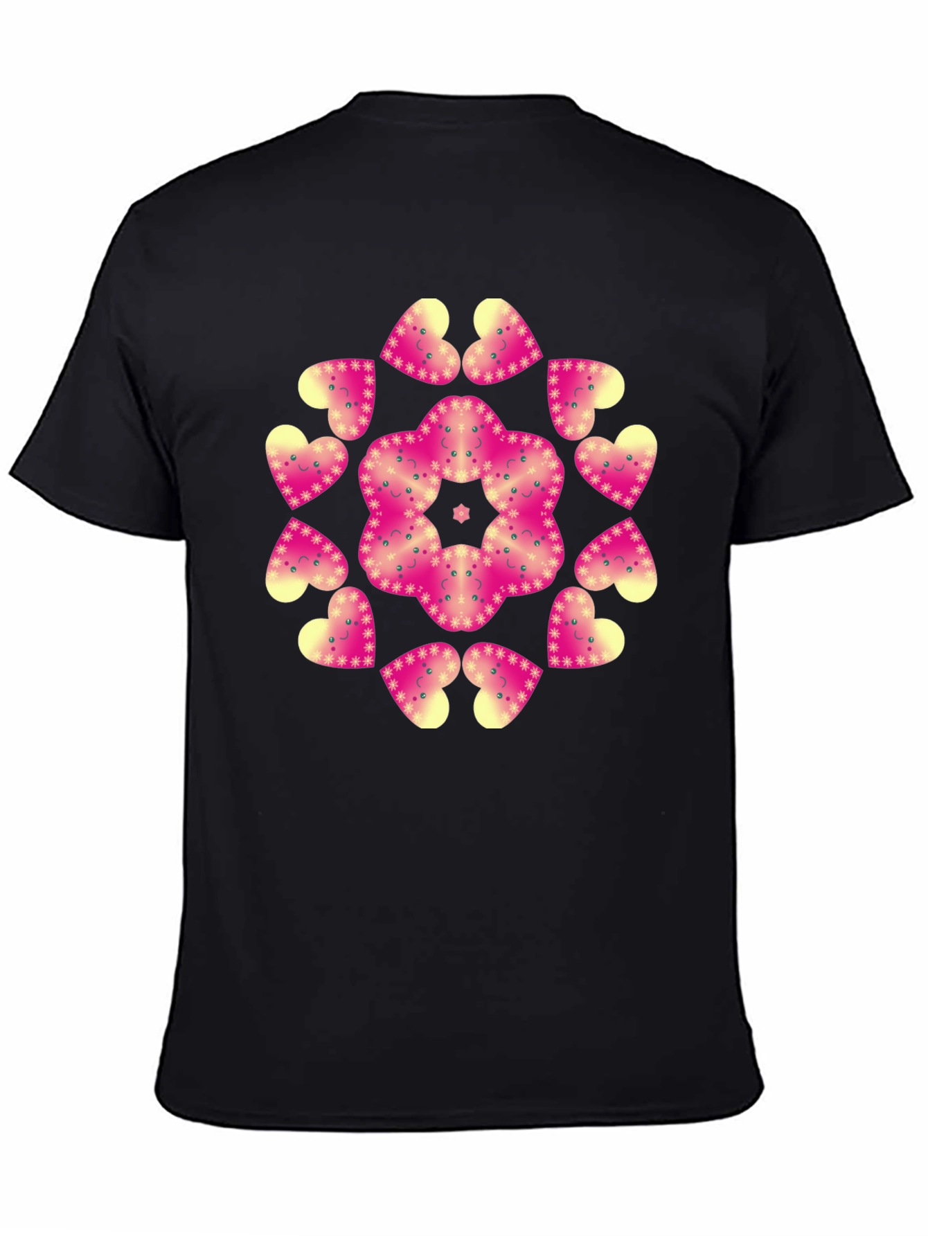 Heart Mandala Graphic Black T-Shirt