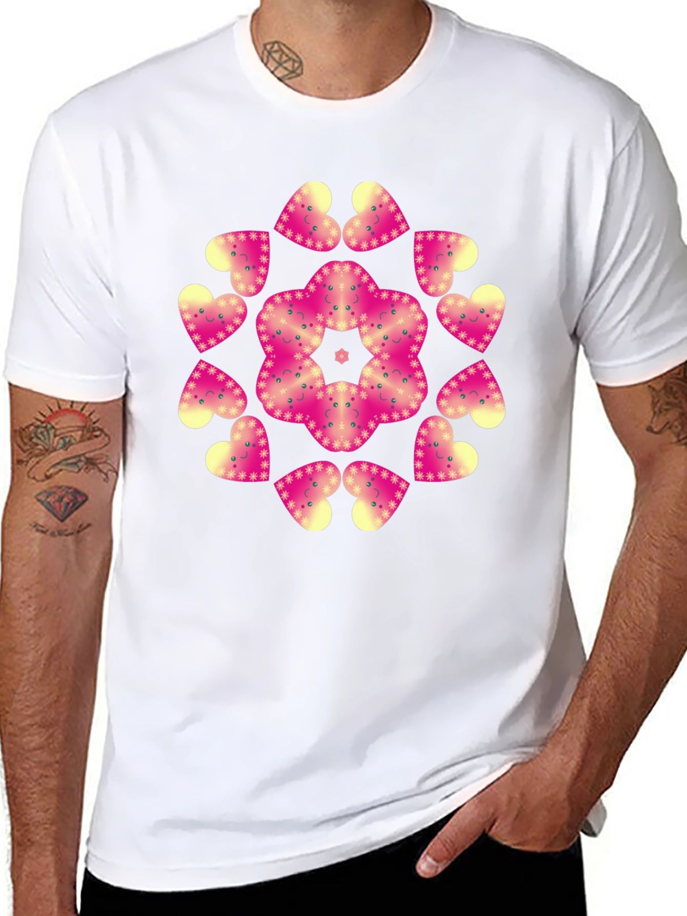 Heart Mandala Graphic Black T-Shirt