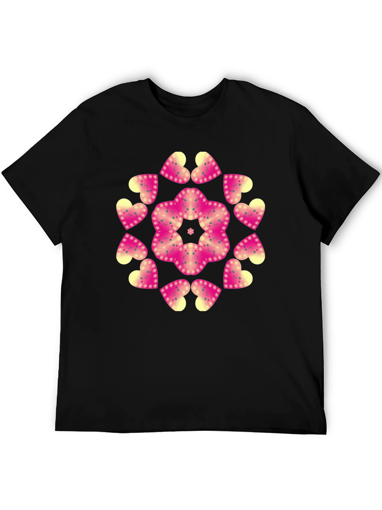 Heart Mandala Graphic Black T-Shirt