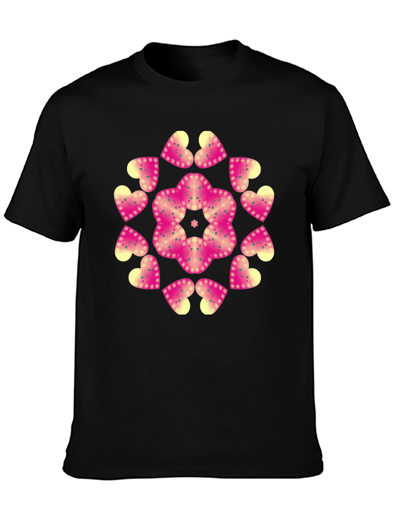 Heart Mandala Graphic Black T-Shirt