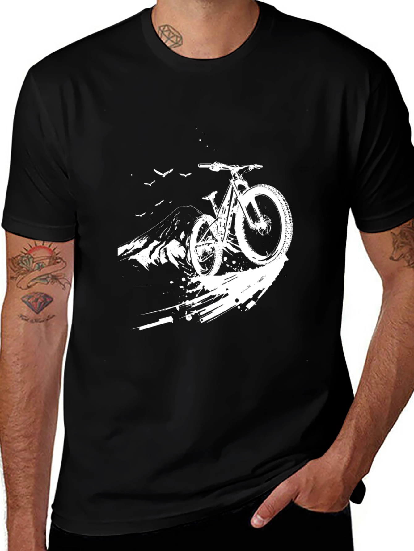 Mountain Biking Graphic Tee - Black