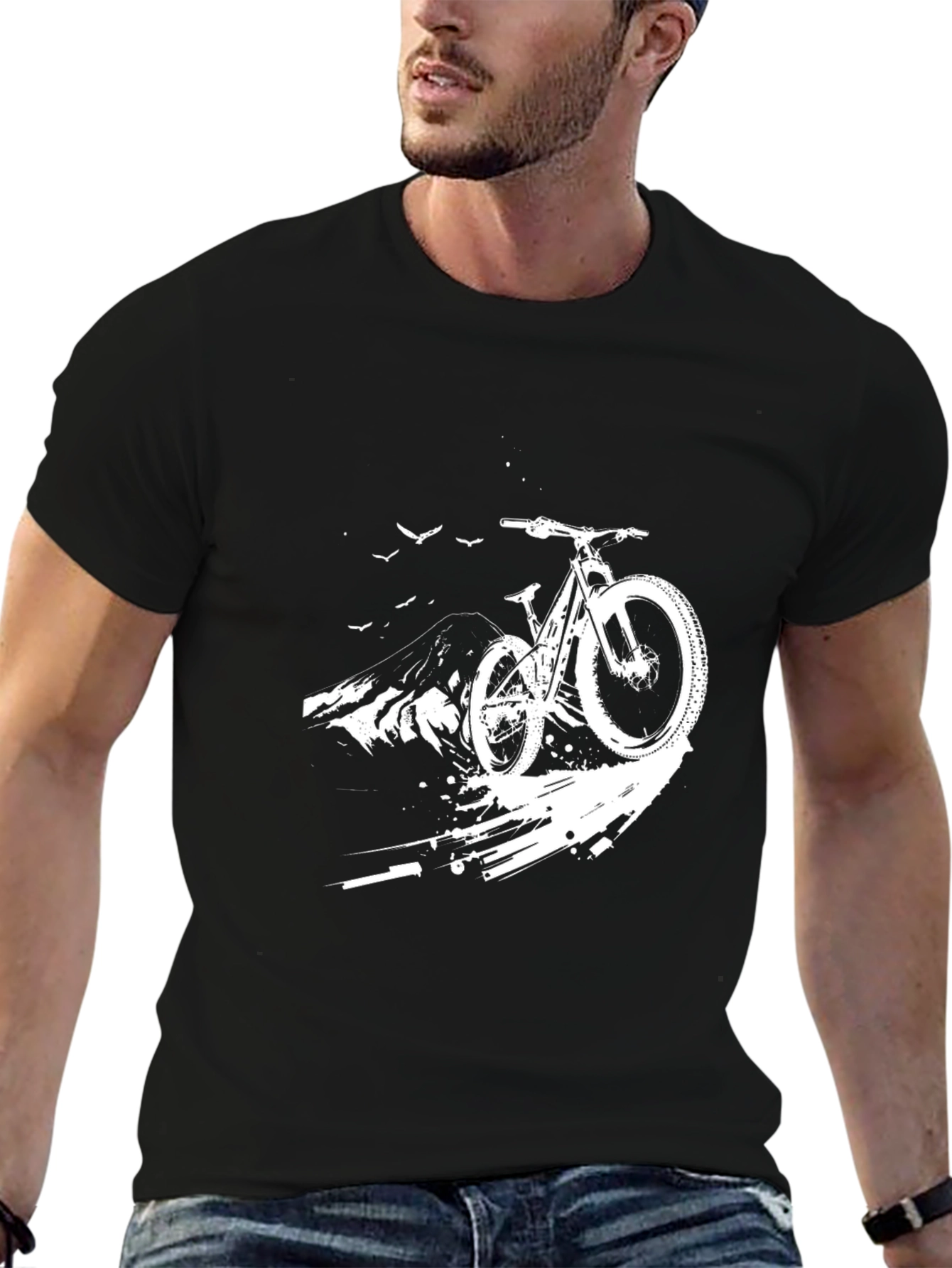 Mountain Biking Graphic Tee - Black