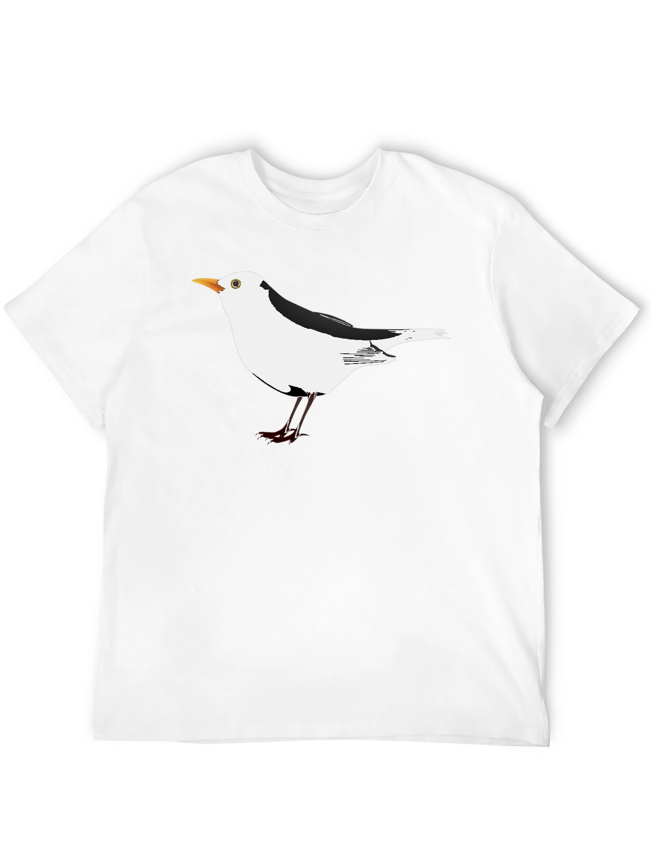 Black T-Shirt with Unique Seagull Bird Graphic