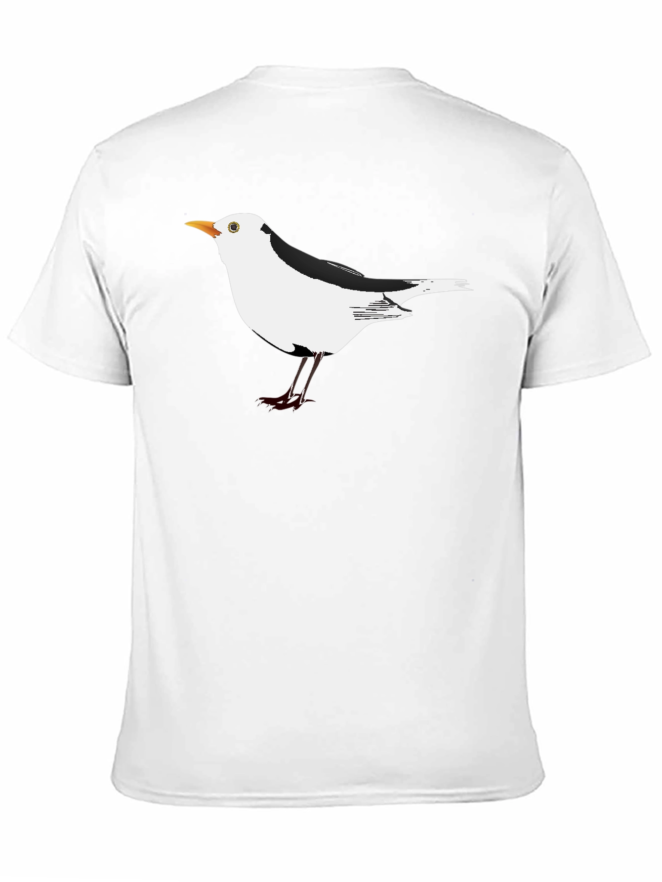 Black T-Shirt with Unique Seagull Bird Graphic