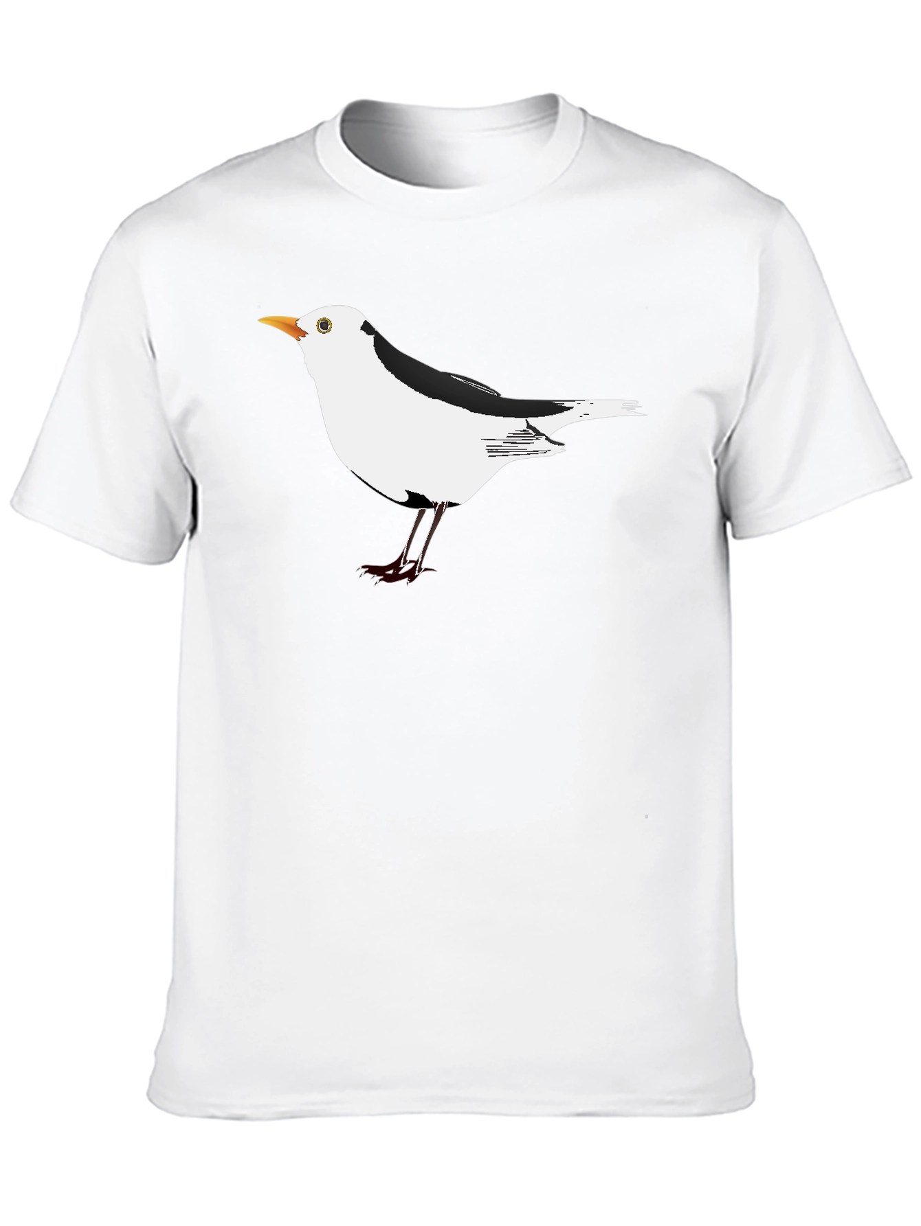 Black T-Shirt with Unique Seagull Bird Graphic