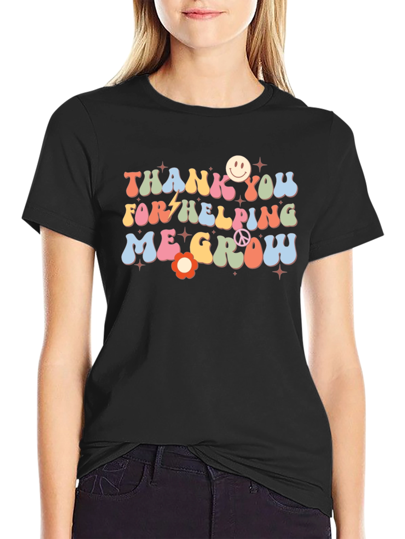Thank You for Helping Me Grow Black T-Shirt