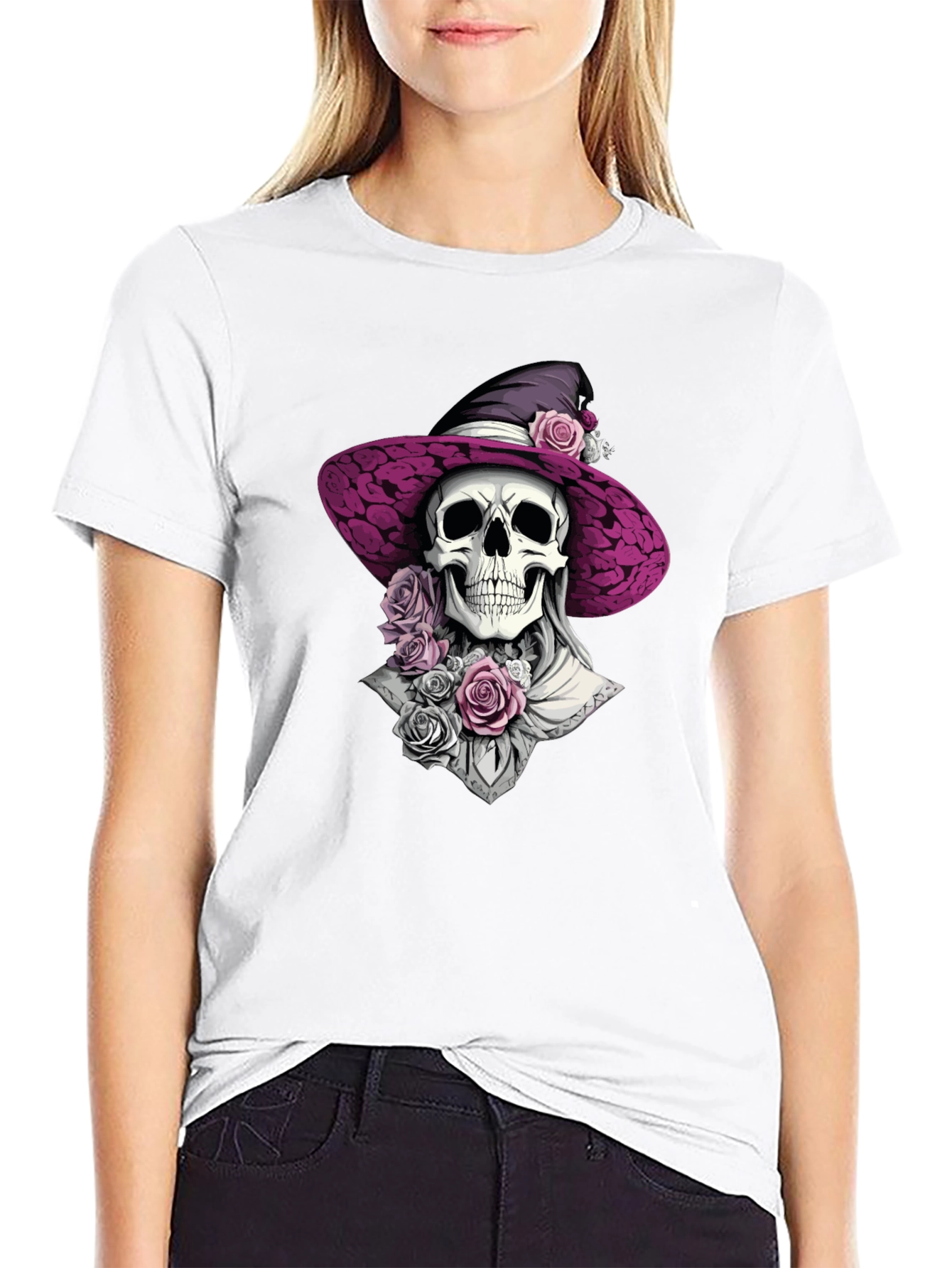 Skull Witch T-Shirt: Gothic Halloween Style