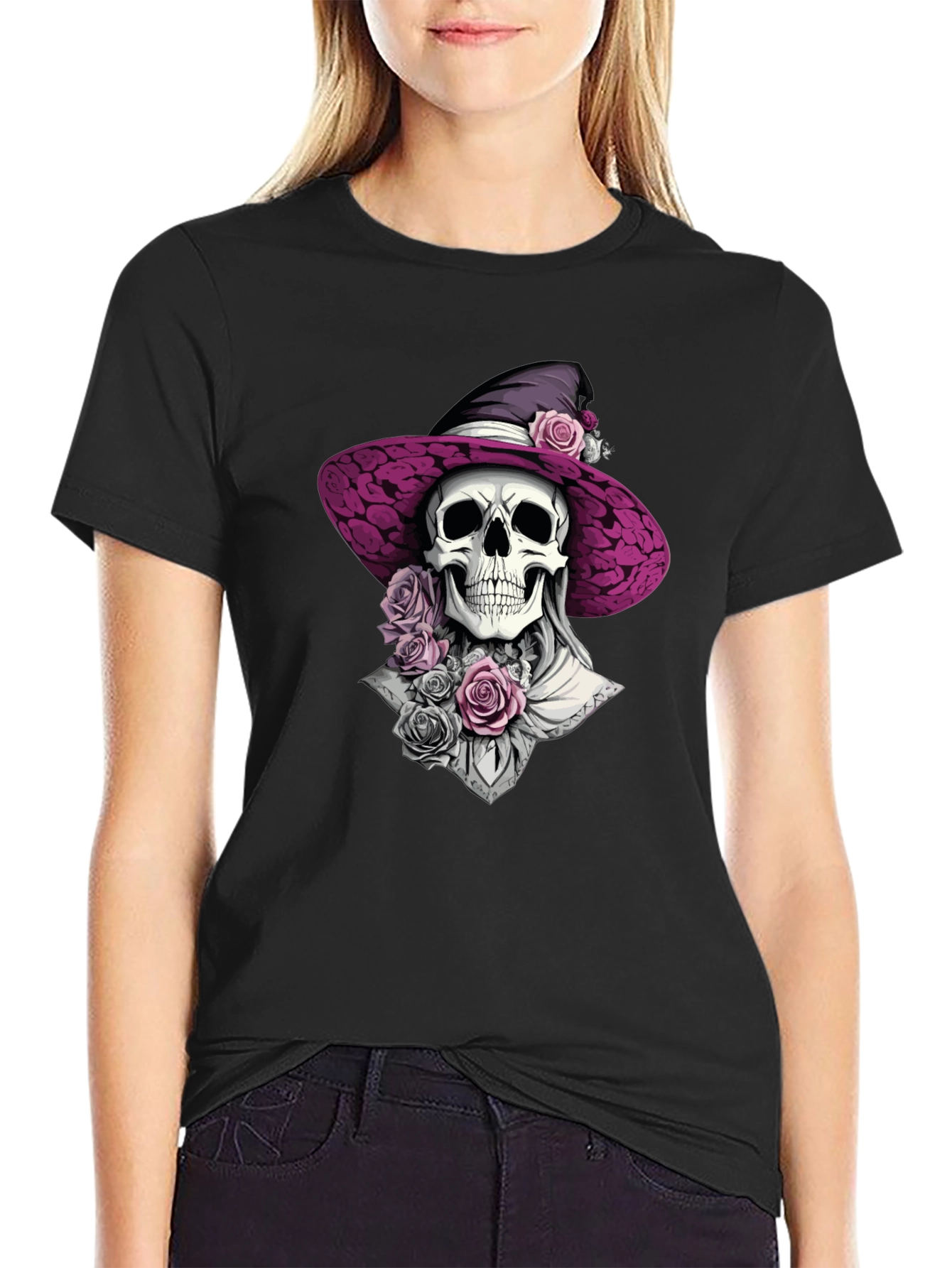Skull Witch T-Shirt: Gothic Halloween Style