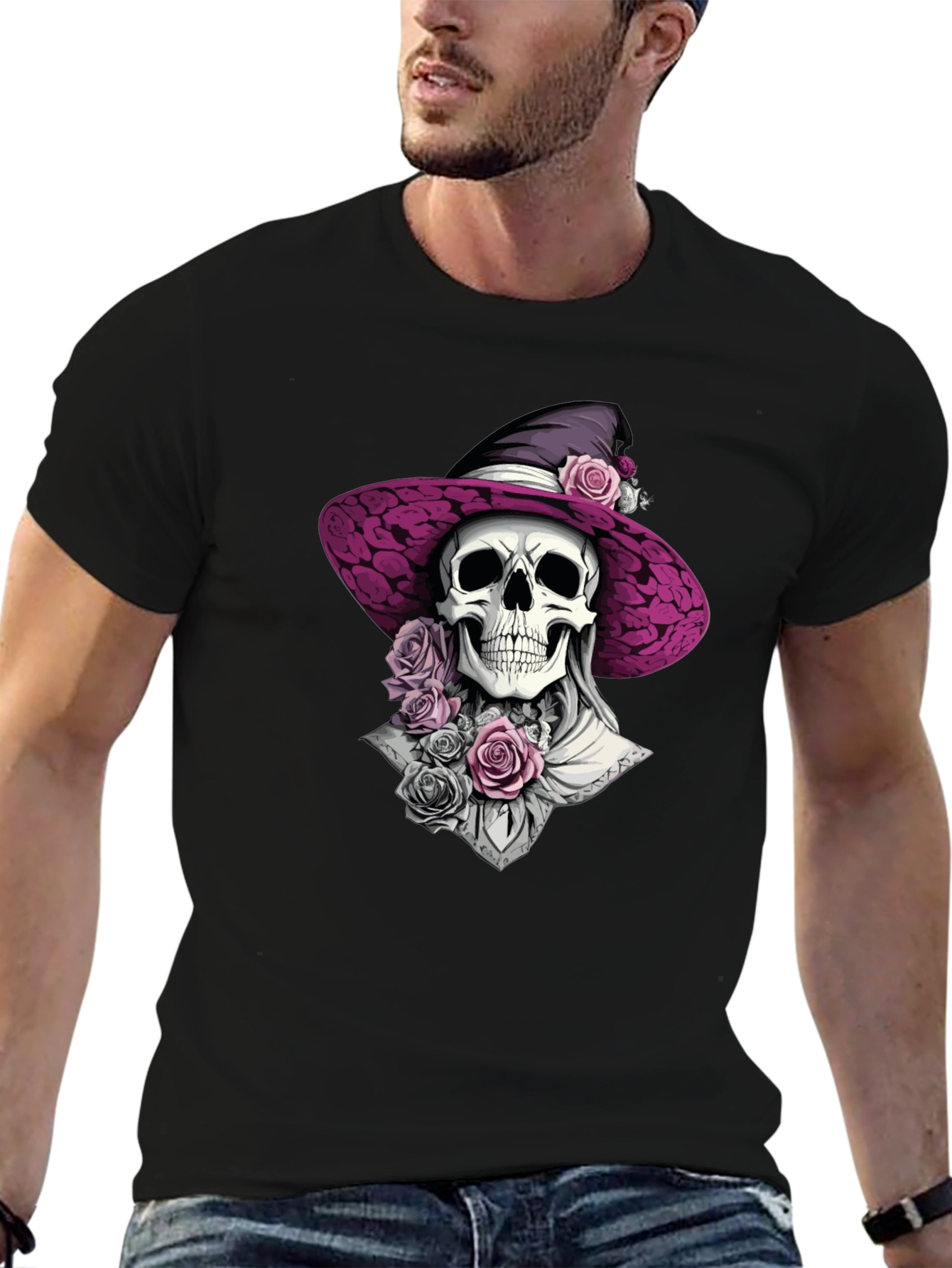 Skull Witch T-Shirt: Gothic Halloween Style