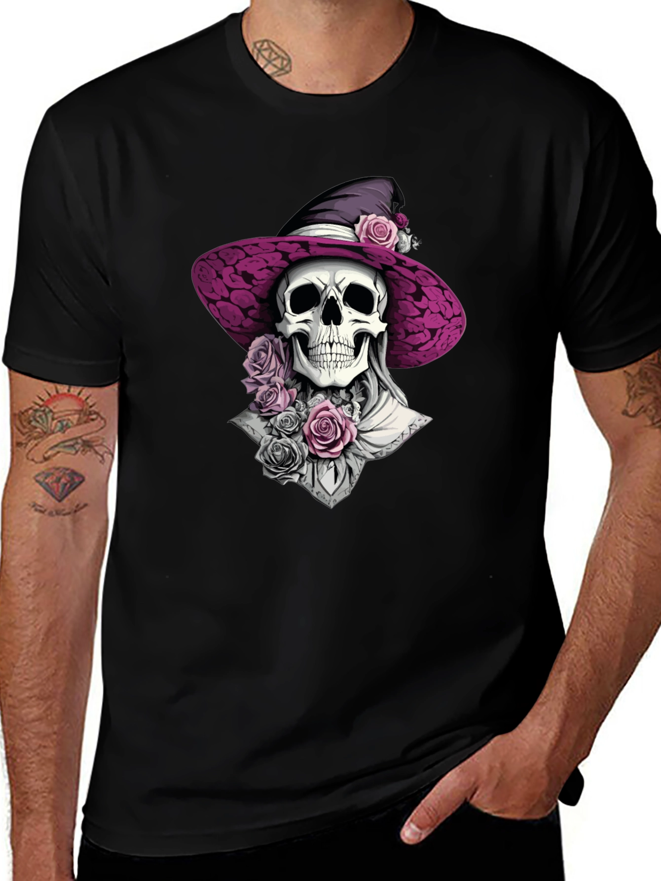 Skull Witch T-Shirt: Gothic Halloween Style
