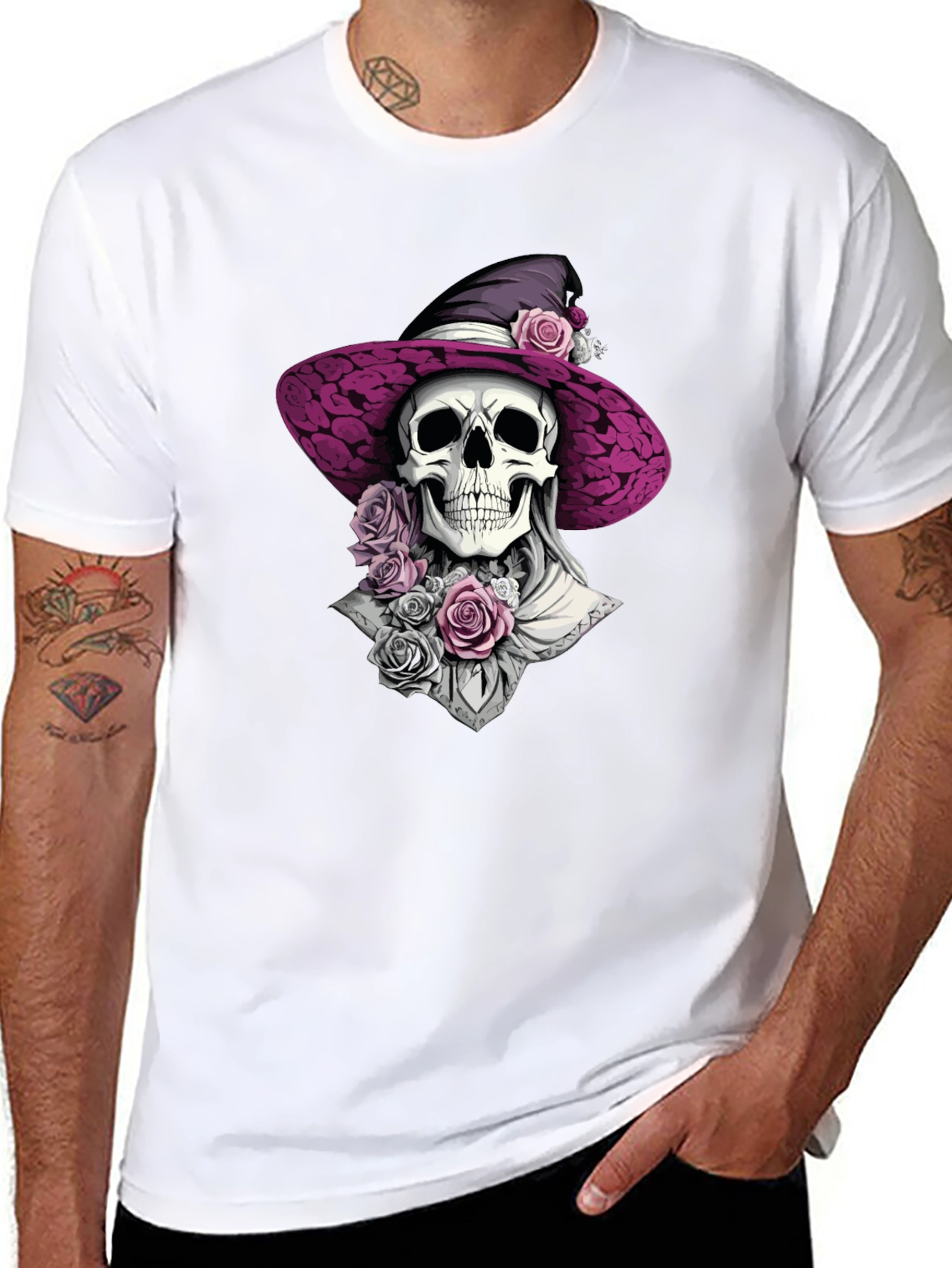 Skull Witch T-Shirt: Gothic Halloween Style