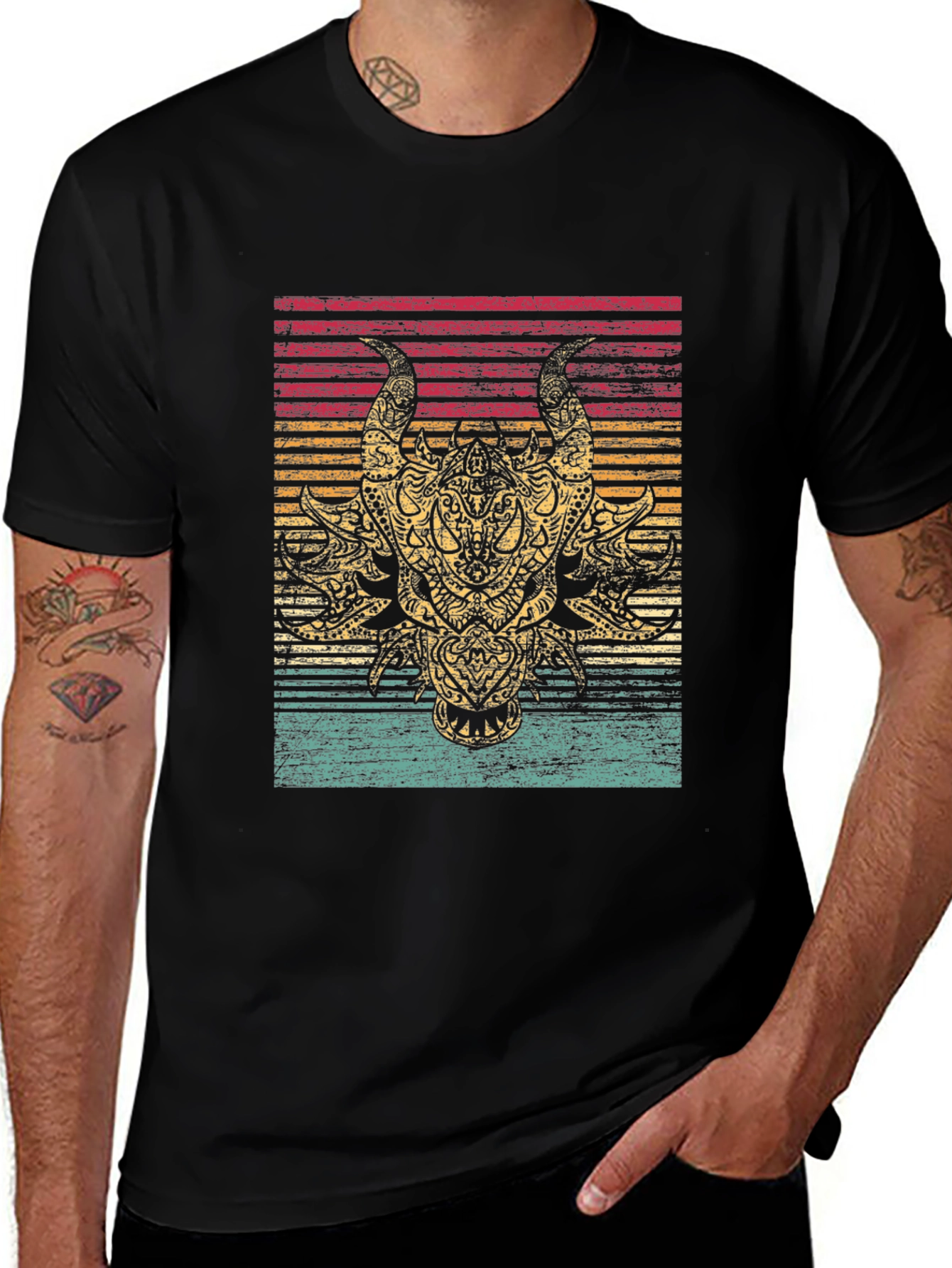 Dragon Graphic Tee - Retro Style Black T-Shirt