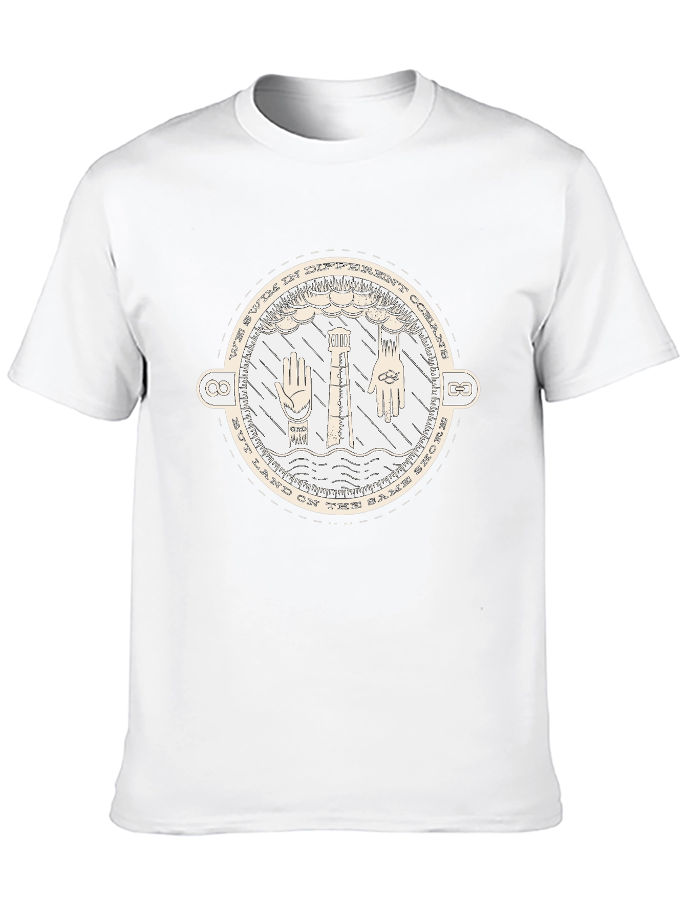 Unisex Black T-Shirt with Nautical-Themed Graphic