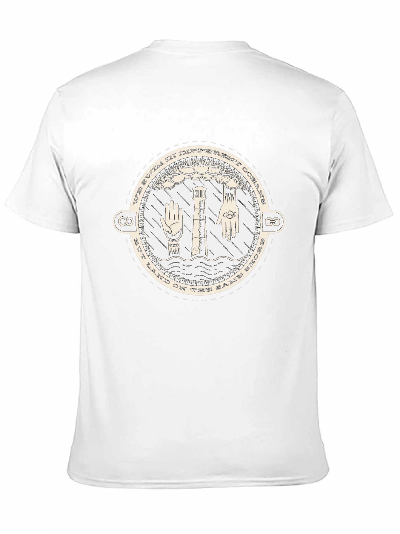 Unisex Black T-Shirt with Nautical-Themed Graphic