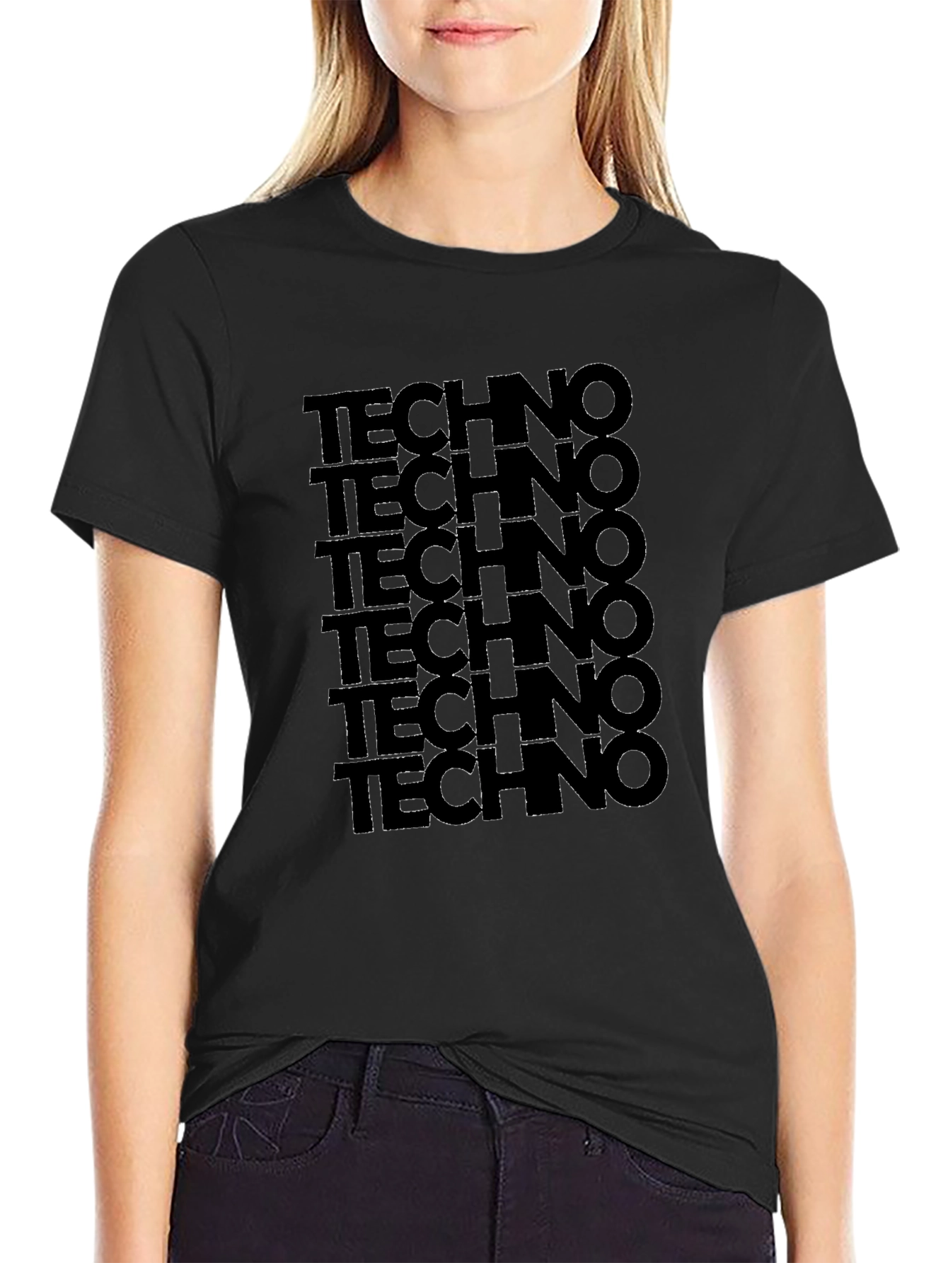Techno T-Shirt: Bold Stacked Design